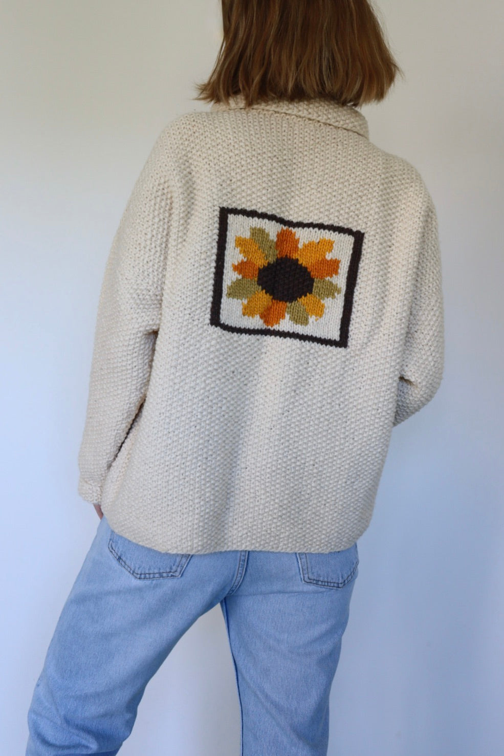 The Sunflower Surprise - vintage knitted sweater - S up to L