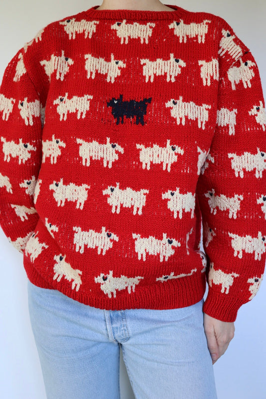 The Princess Diana - Black Sheep Sweater - handmade vintage knitted sweater - S up to M/L