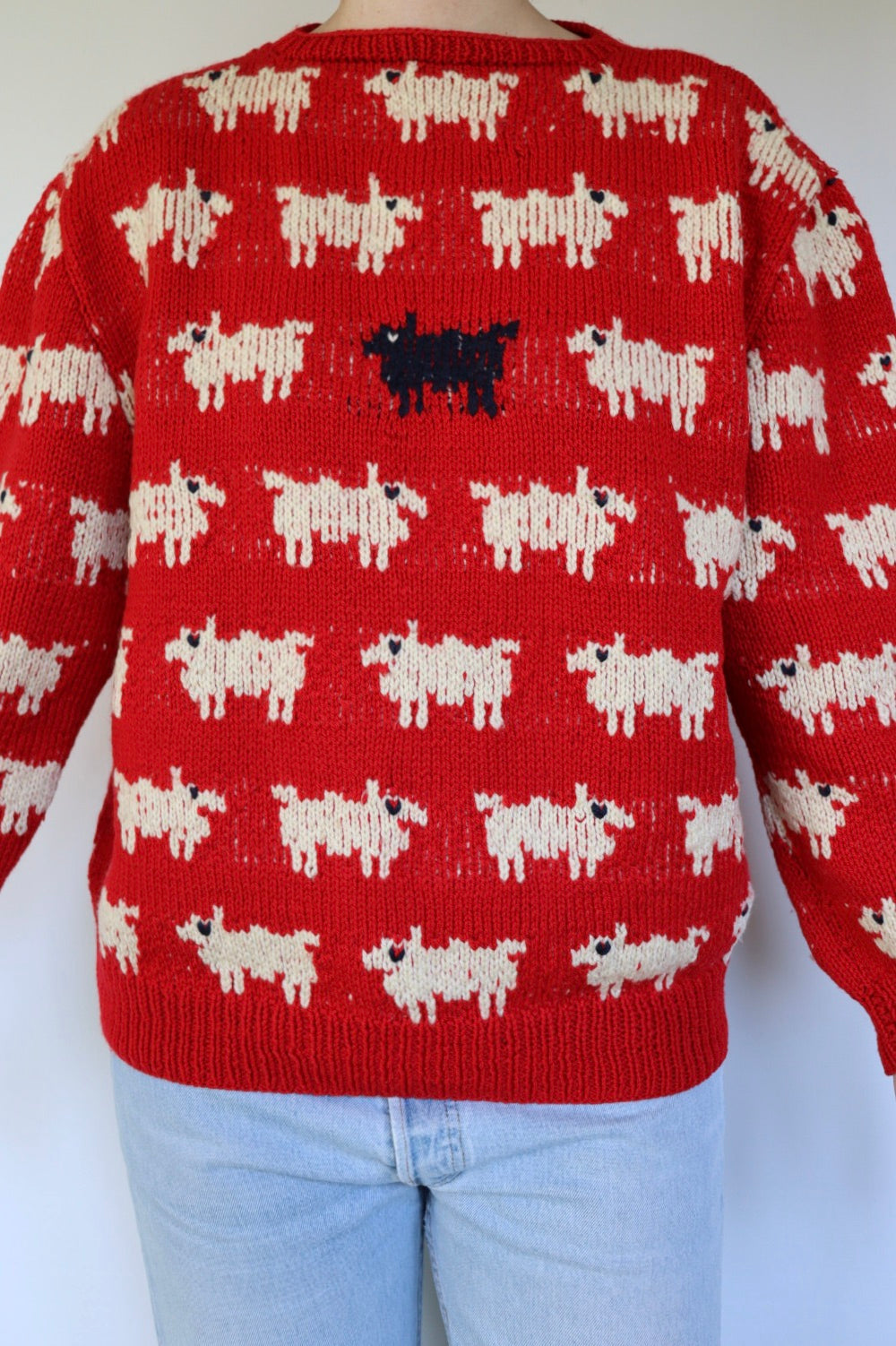 The Princess Diana - Black Sheep Sweater - handmade vintage knitted sweater - S up to M/L