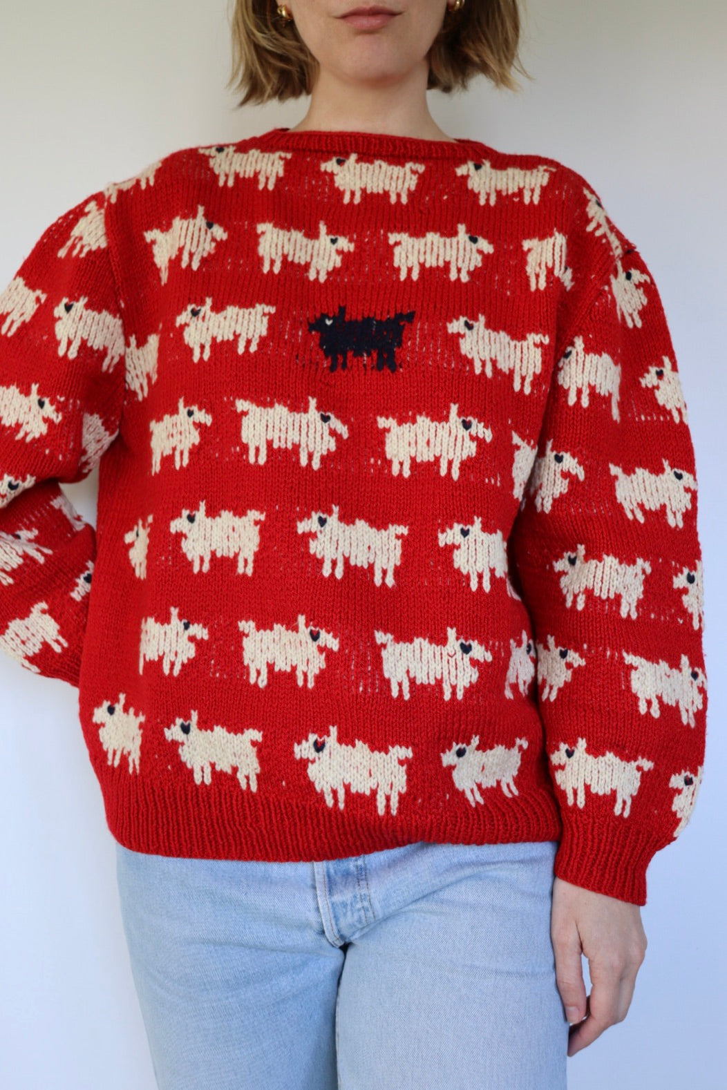 The Princess Diana - Black Sheep Sweater - handmade vintage knitted sweater - S up to M/L
