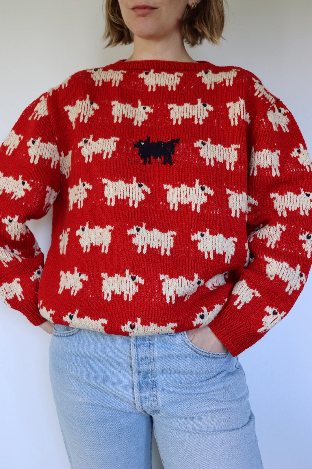The Princess Diana - Black Sheep Sweater - handmade vintage knitted sweater - S up to M/L