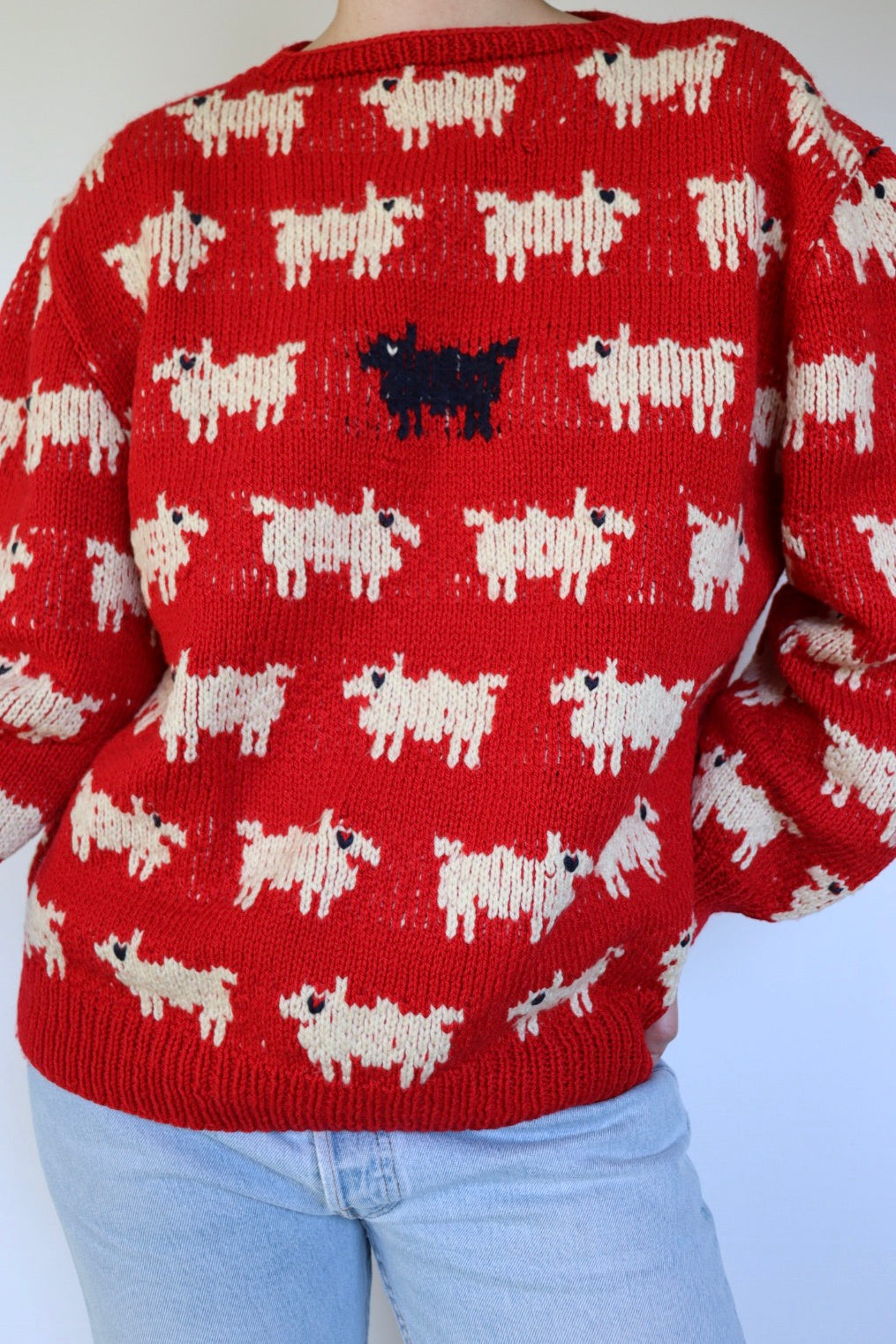 The Princess Diana - Black Sheep Sweater - handmade vintage knitted sweater - S up to M/L