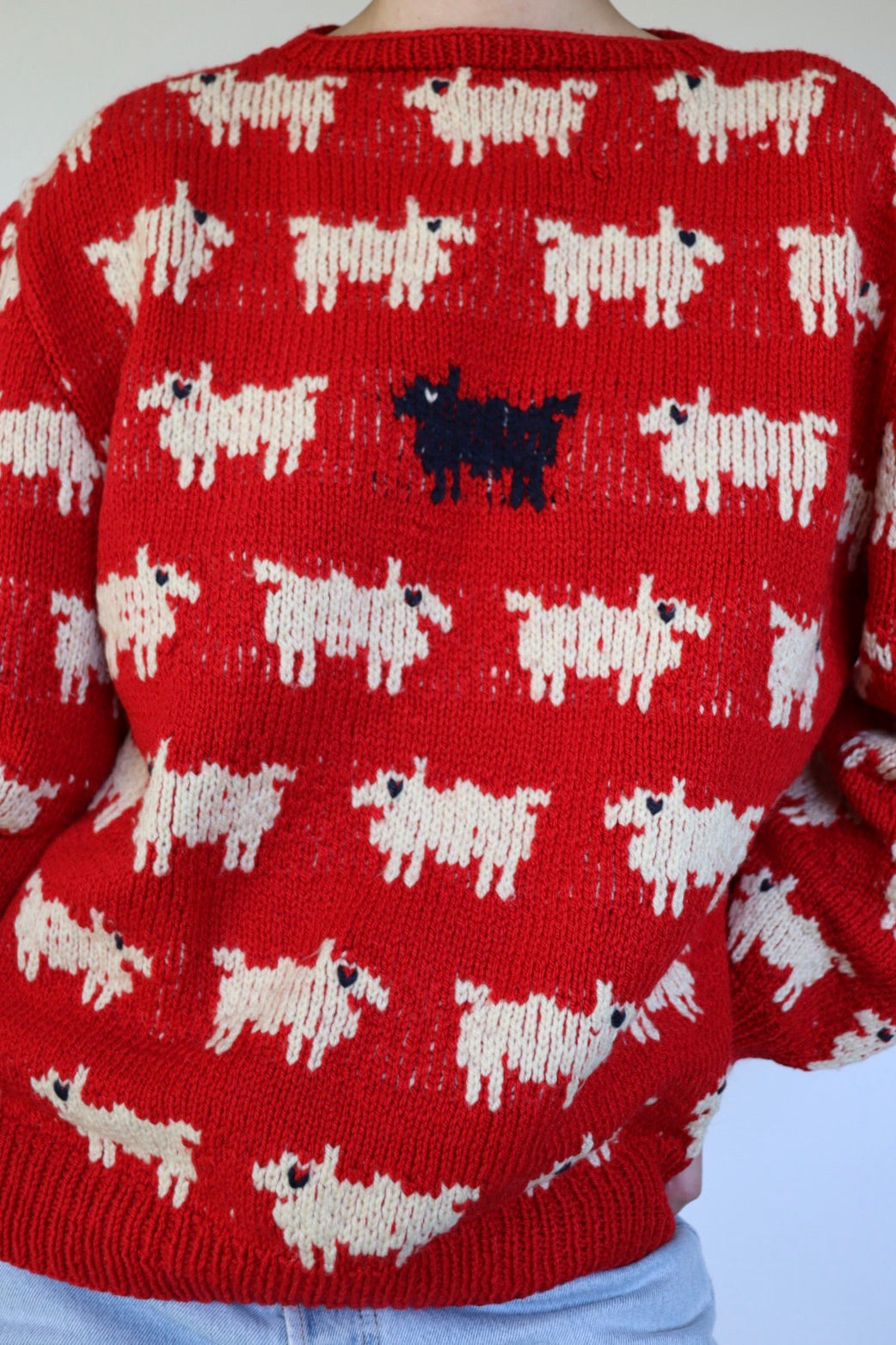 The Princess Diana - Black Sheep Sweater - handmade vintage knitted sweater - S up to M/L