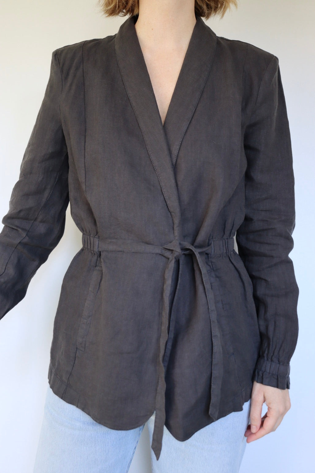 The Anthracite Blazer - vintage linen blazer / jacket - S up to M
