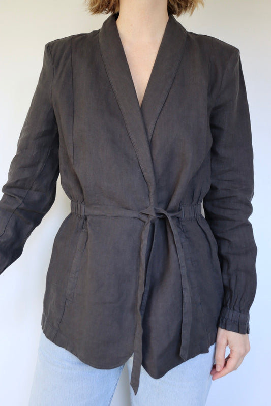The Anthracite Blazer - vintage linen blazer / jacket - S up to M