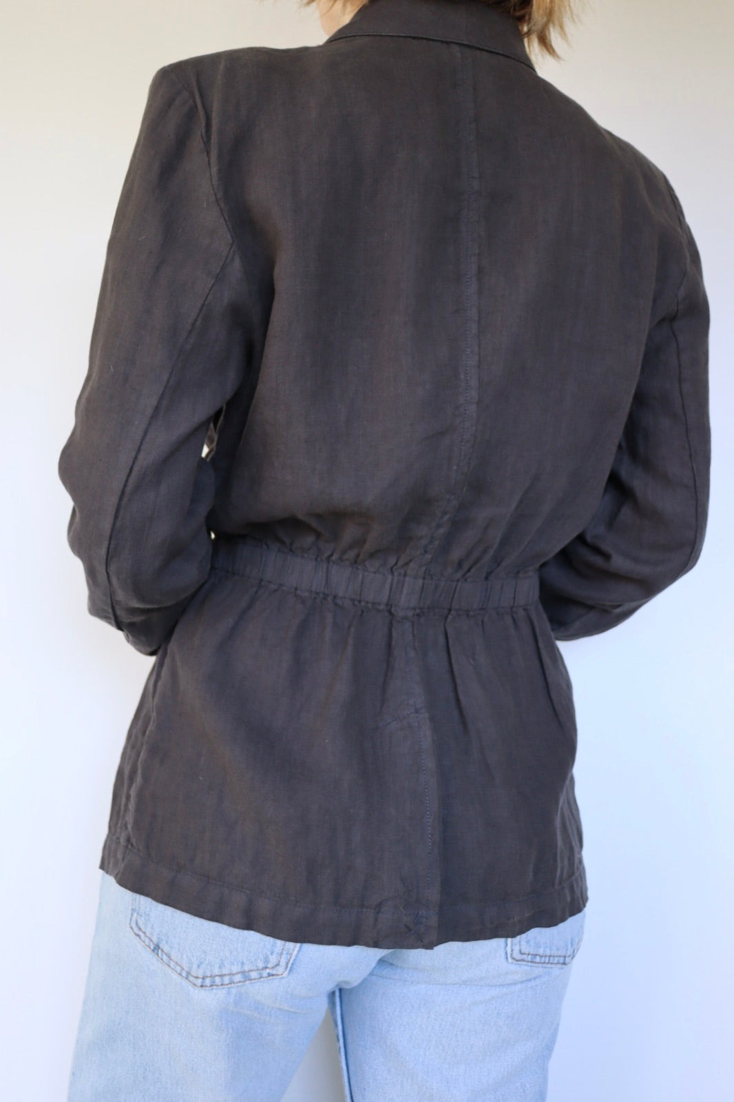 The Anthracite Blazer - vintage linen blazer / jacket - S up to M