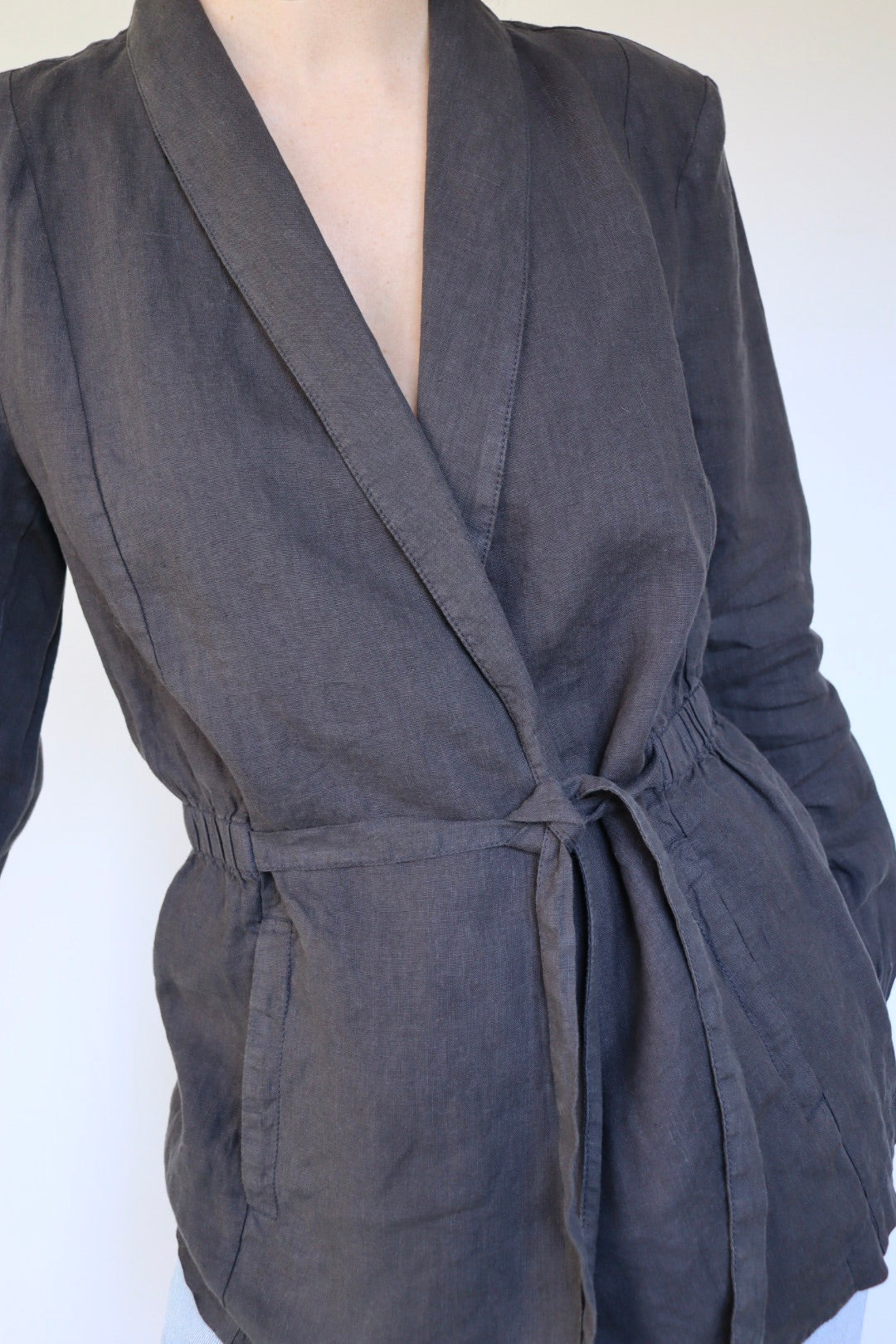The Anthracite Blazer - vintage linen blazer / jacket - S up to M