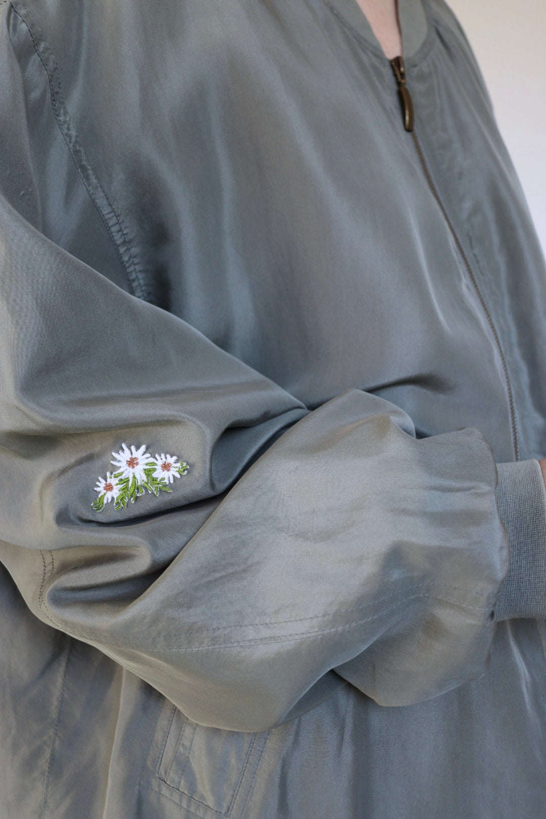 The Sage Edelweis - vintage silk bomber jacket - S up to XL