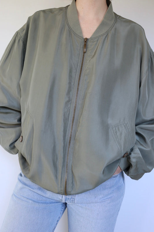 The Sage Edelweis - vintage silk bomber jacket - S up to XL