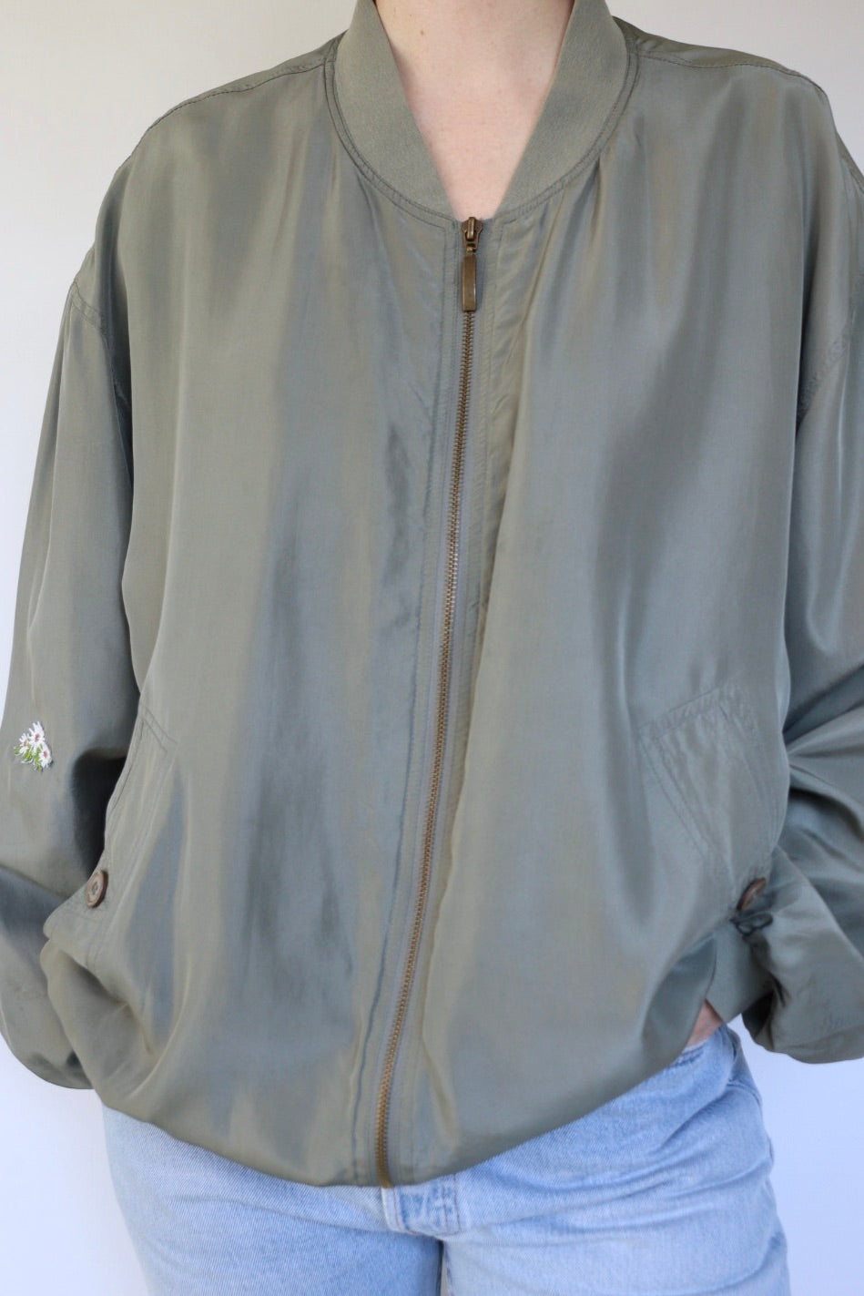 The Sage Edelweis - vintage silk bomber jacket - S up to XL