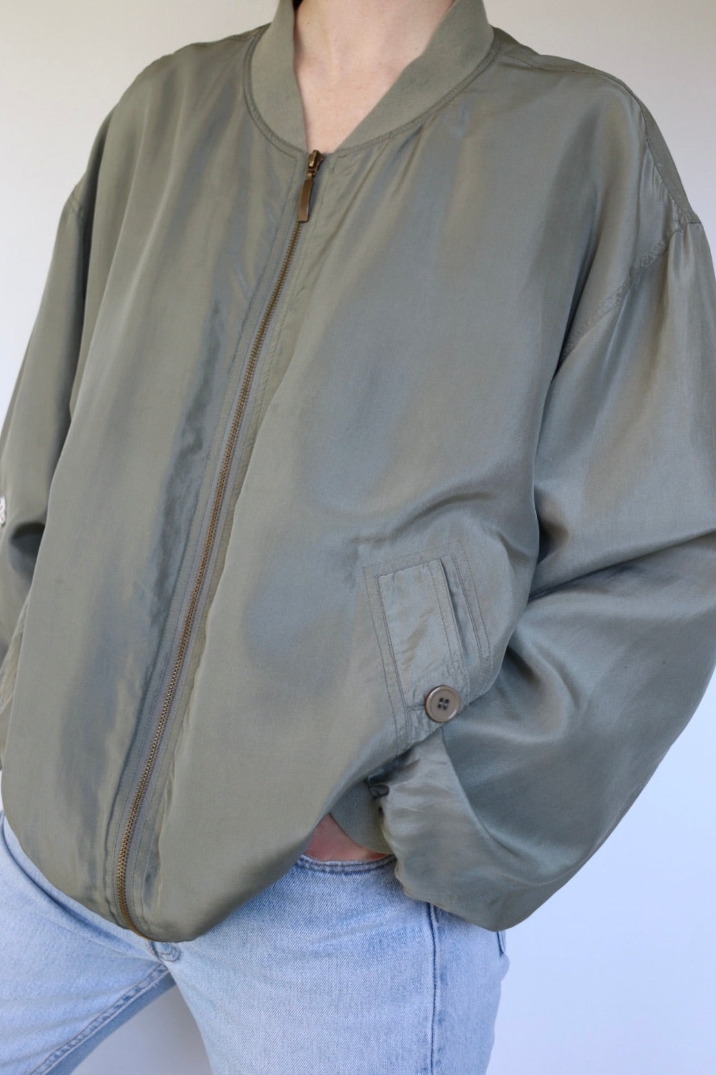 The Sage Edelweis - vintage silk bomber jacket - S up to XL