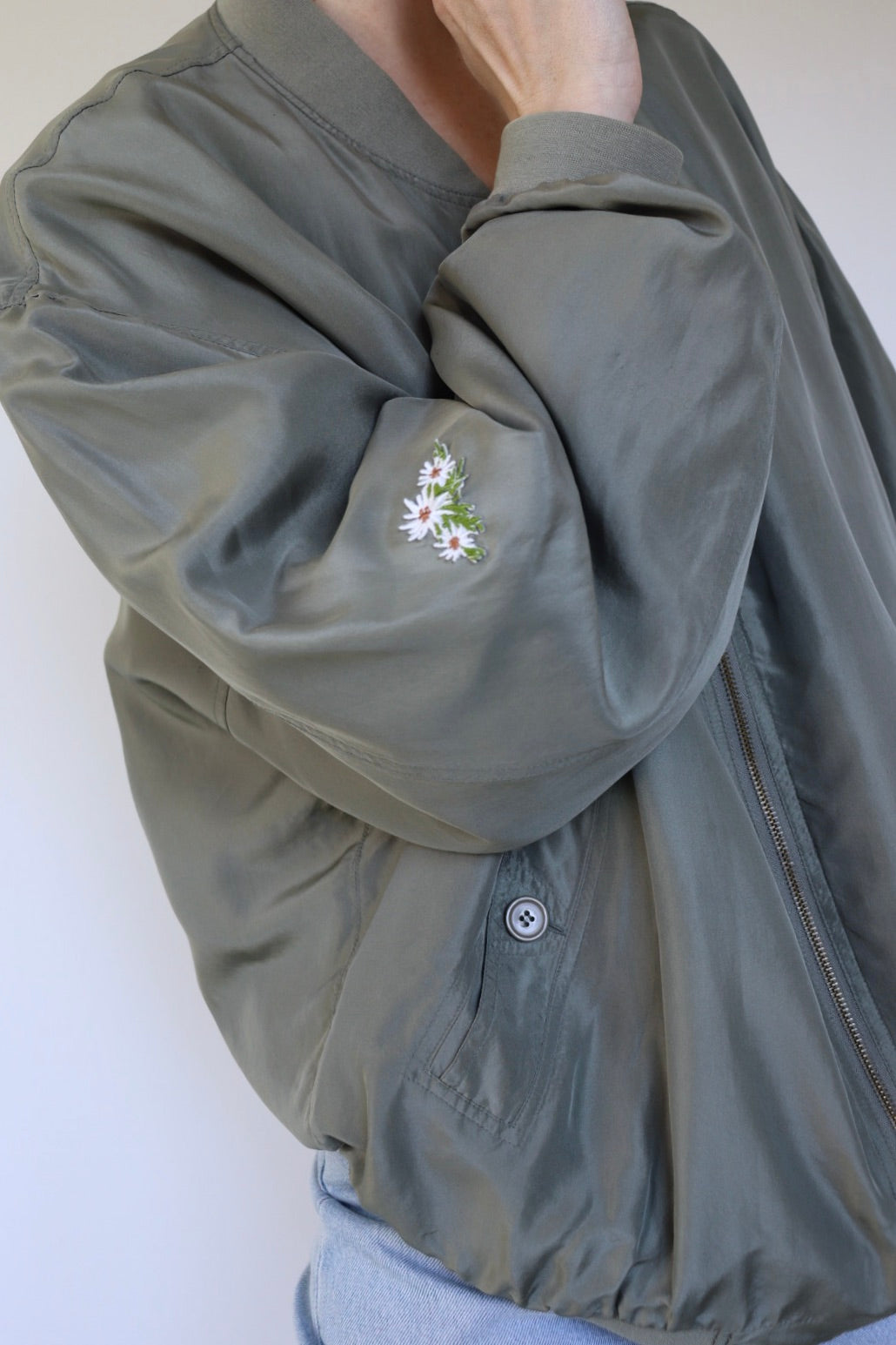 The Sage Edelweis - vintage silk bomber jacket - S up to XL