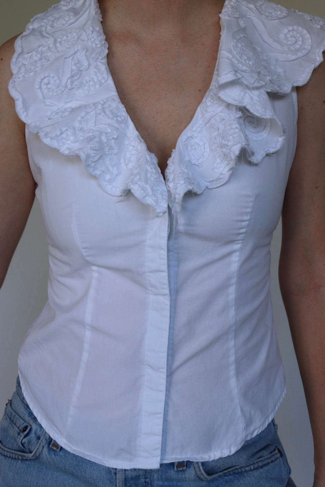 The Bold Collar - vintage y2k cotton blouse / top - S up to M