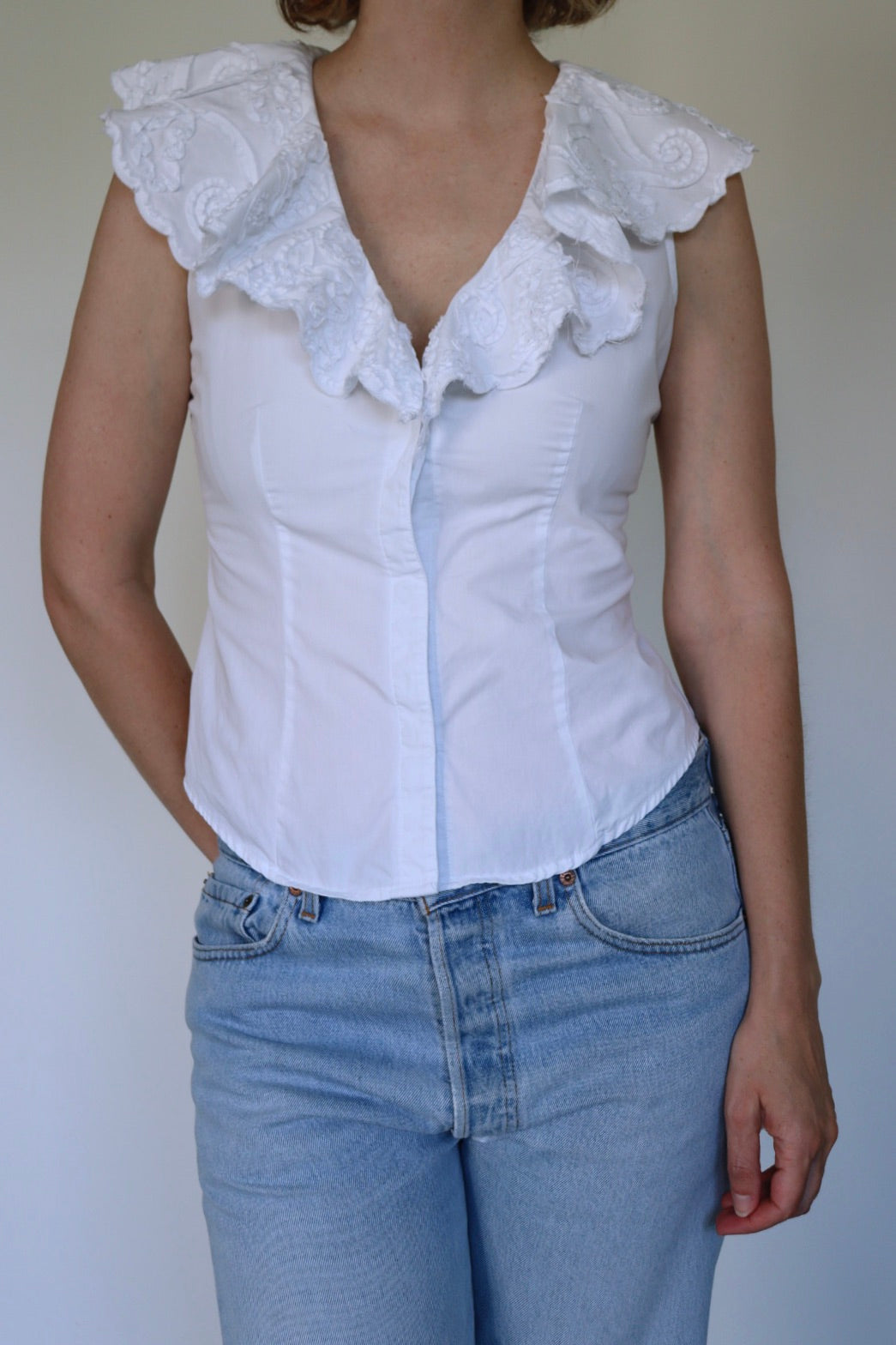 The Bold Collar - vintage y2k cotton blouse / top - S up to M