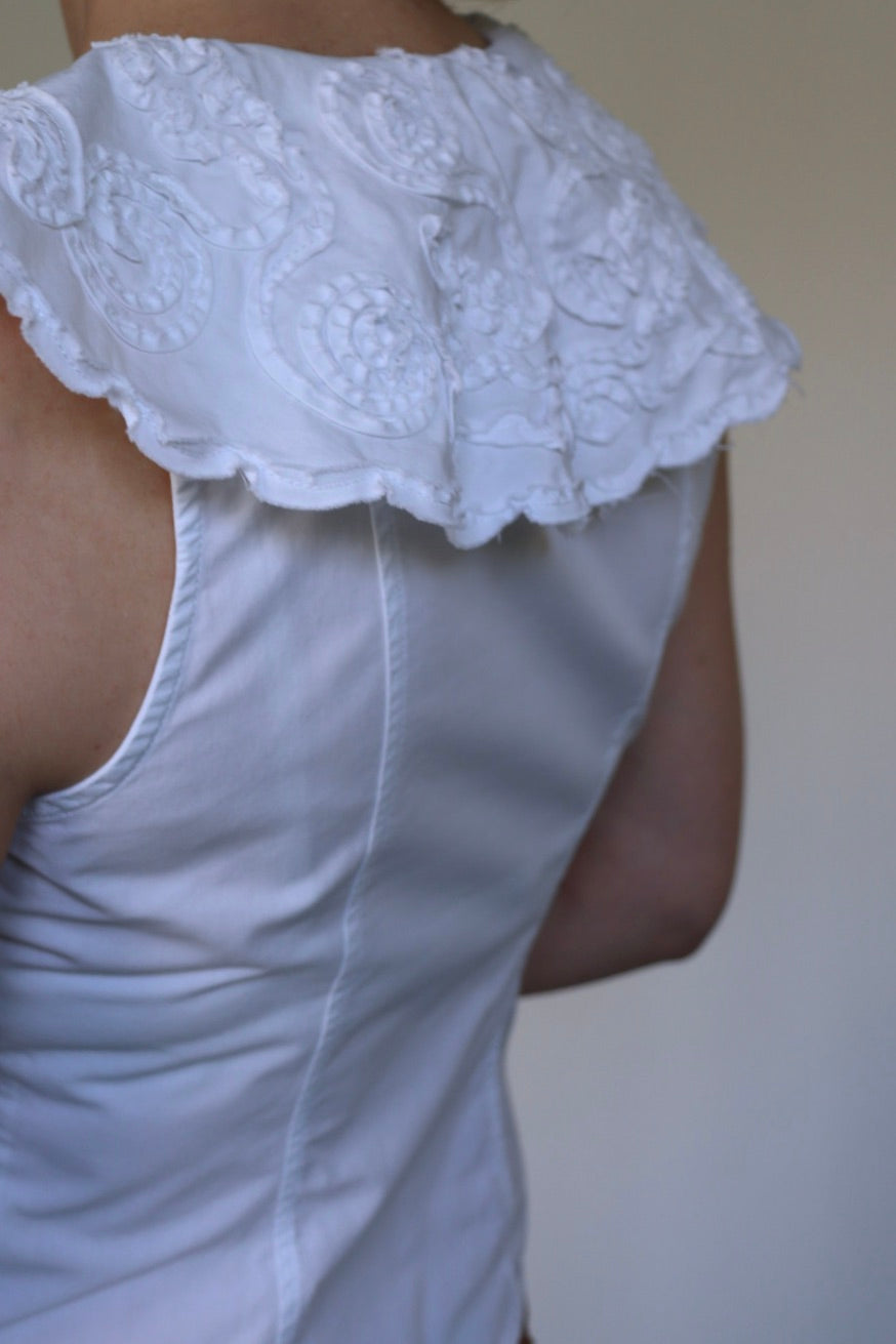 The Bold Collar - vintage y2k cotton blouse / top - S up to M