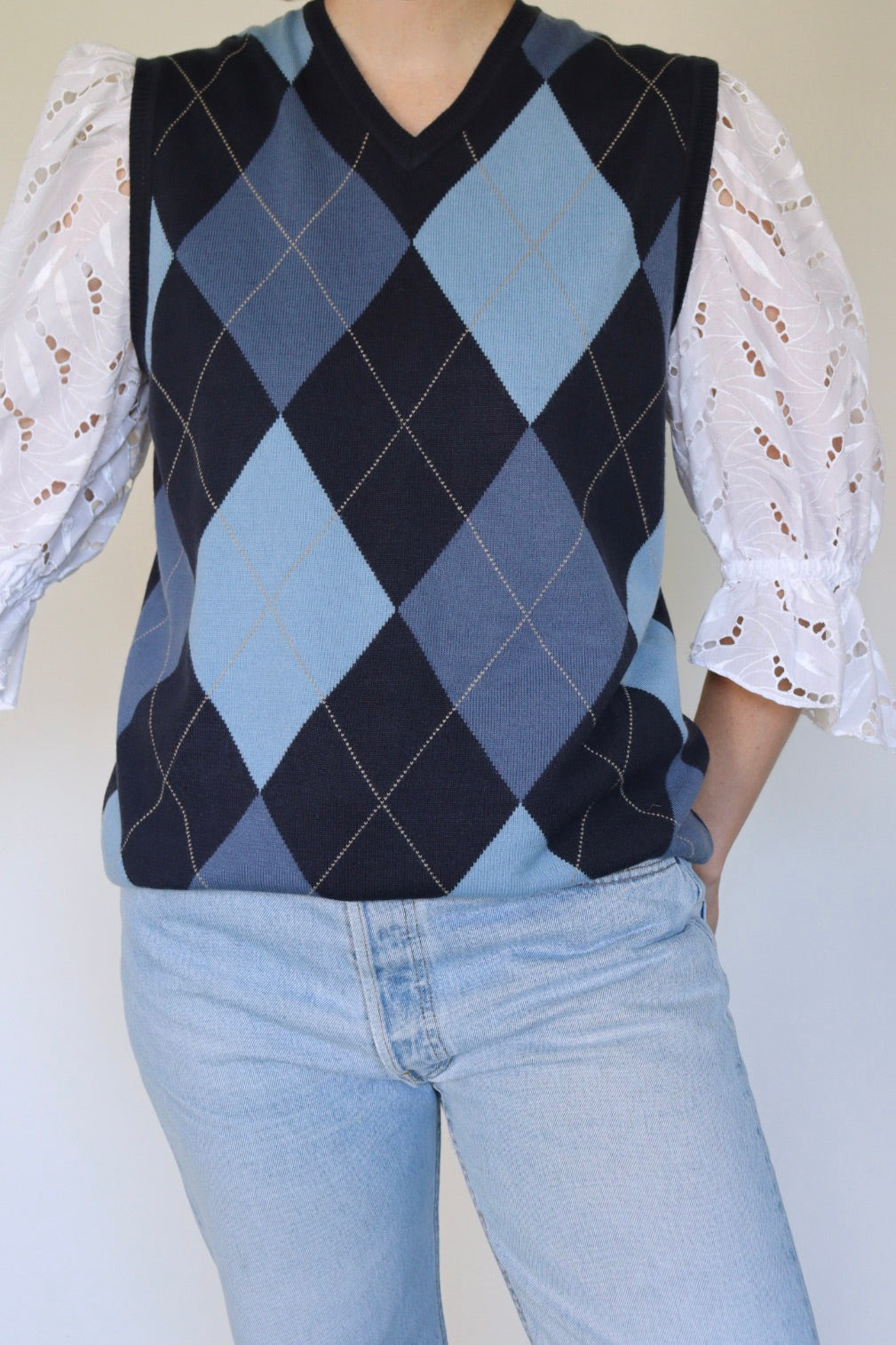 The Argyle V-neck - vintage spencer / sweater vest - S up to L