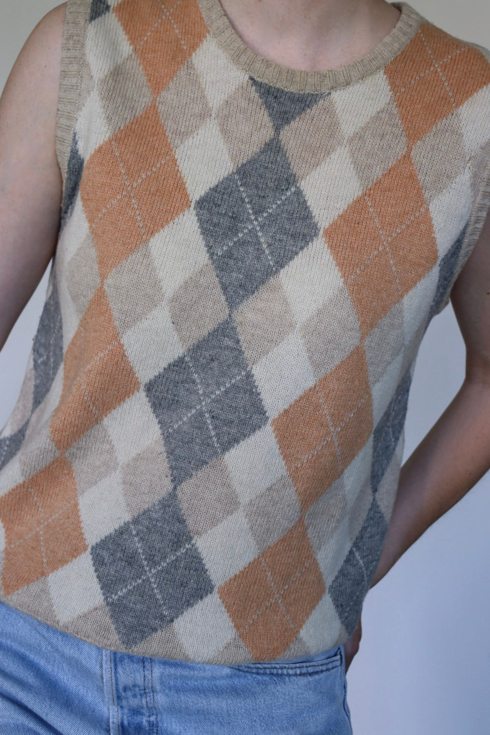 The Argyle Diamond - vintage spencer / sweater vest - S up to M/L