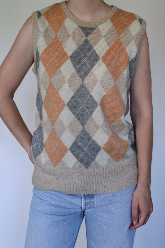 The Argyle Diamond - vintage spencer / sweater vest - S up to M/L