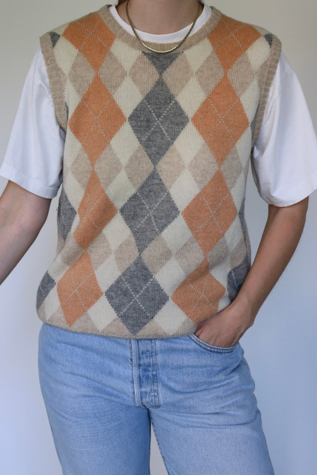 The Argyle Diamond - vintage spencer / sweater vest - S up to M/L