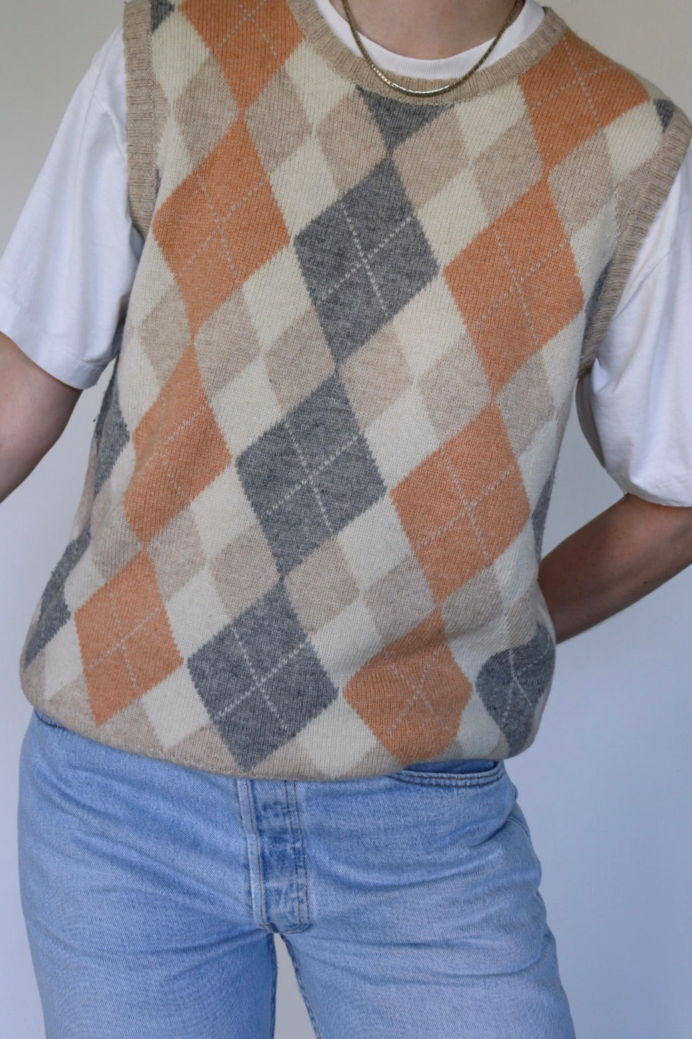The Argyle Diamond - vintage spencer / sweater vest - S up to M/L