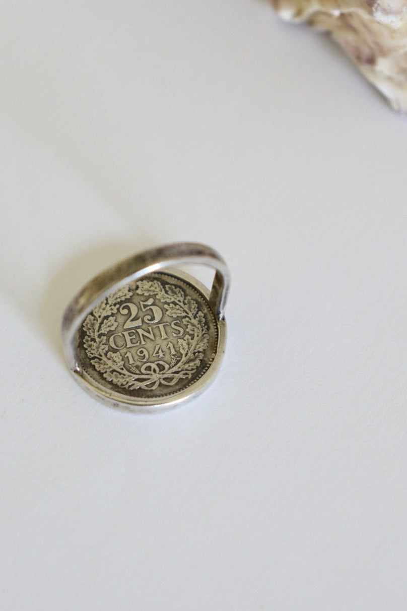The Coin Ring - vintage silver ring