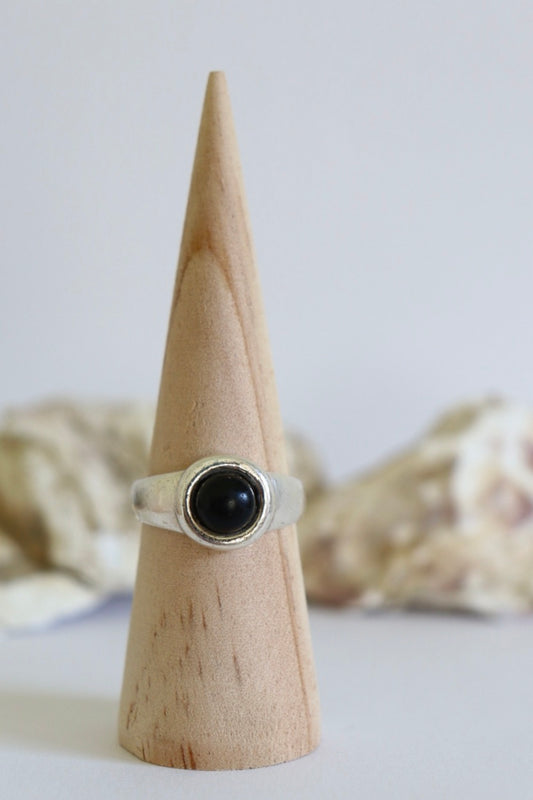 The Chunky Onyx - vintage silver ring