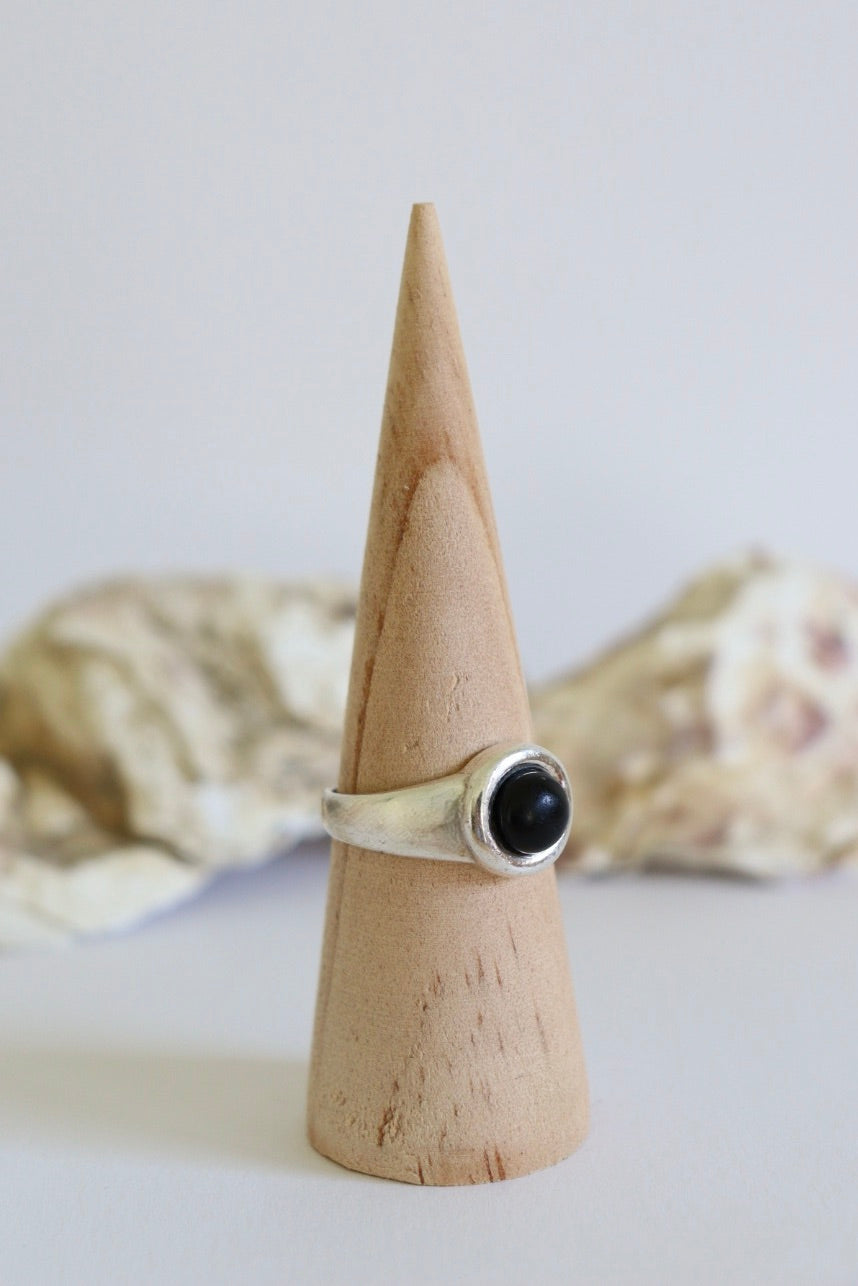 The Chunky Onyx - vintage silver ring