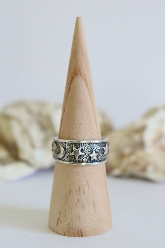 The Moon & Stars - vintage silver ring