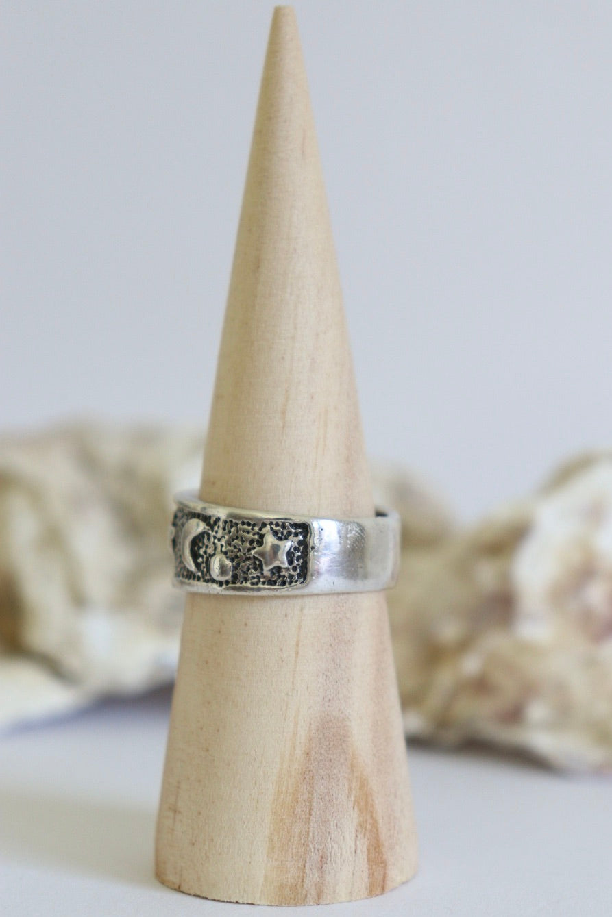 The Moon & Stars - vintage silver ring