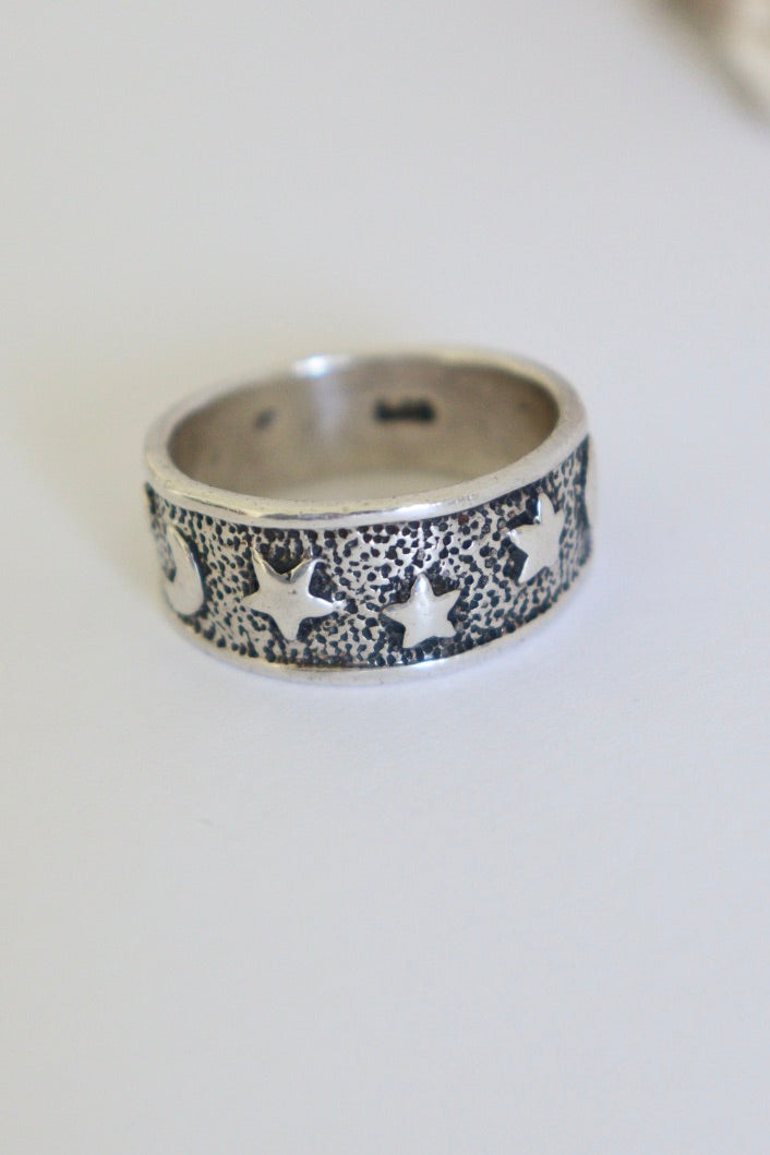 The Moon & Stars - vintage silver ring