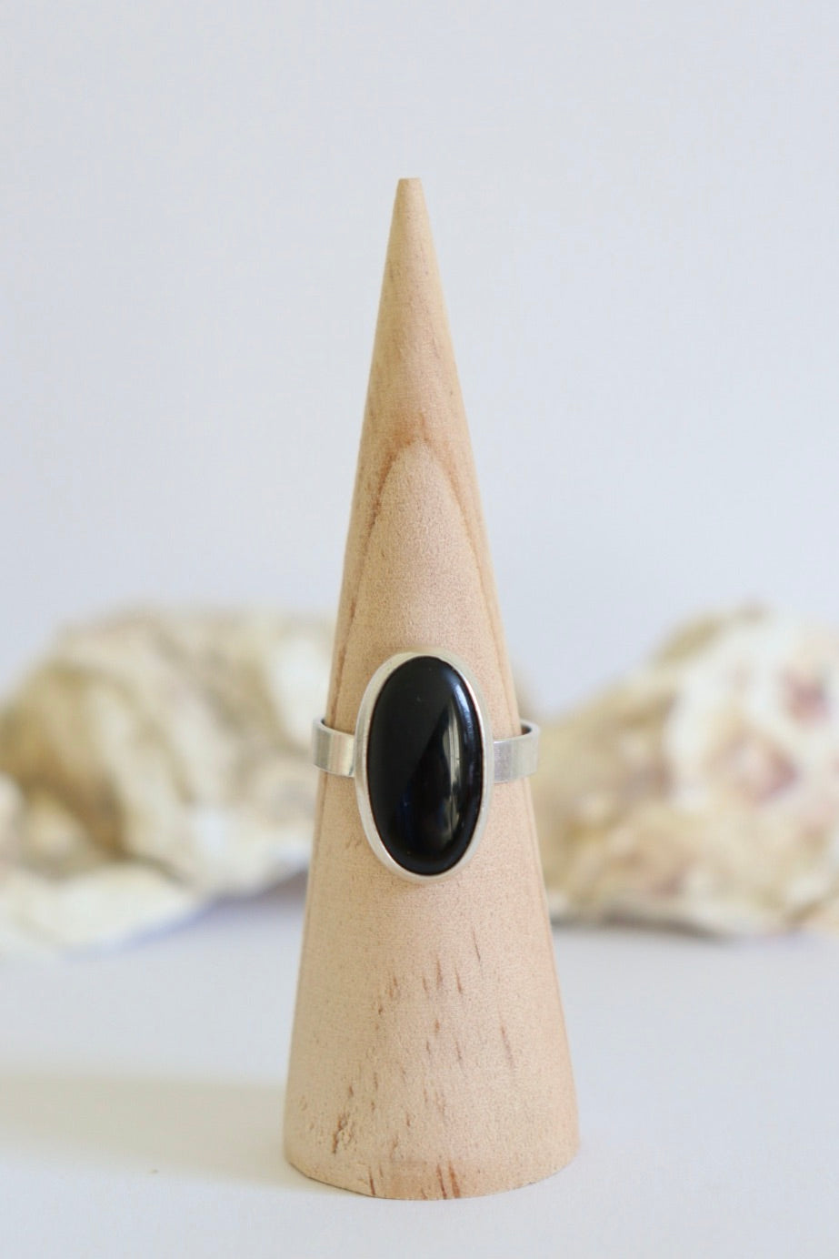 The Diagonal Onyx - vintage silver ring