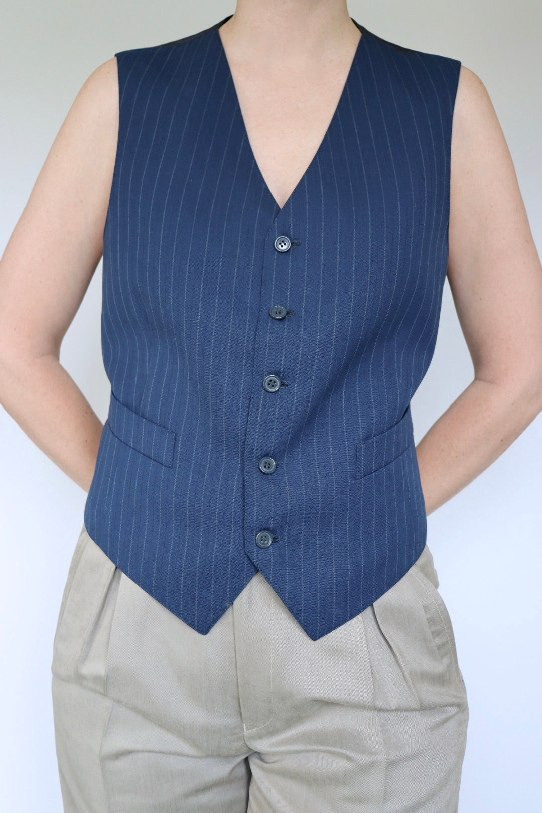 The Blue Pinstripe - vintage vest / gilet - S up to M/L