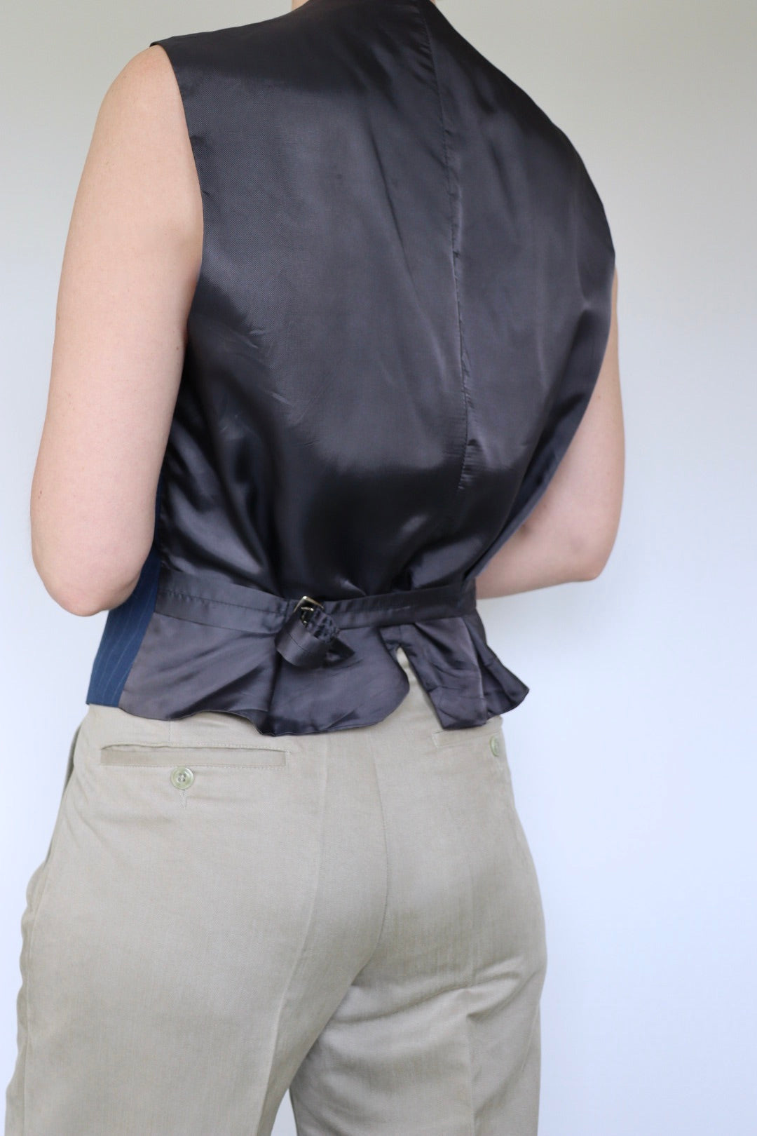 The Blue Pinstripe - vintage vest / gilet - S up to M/L