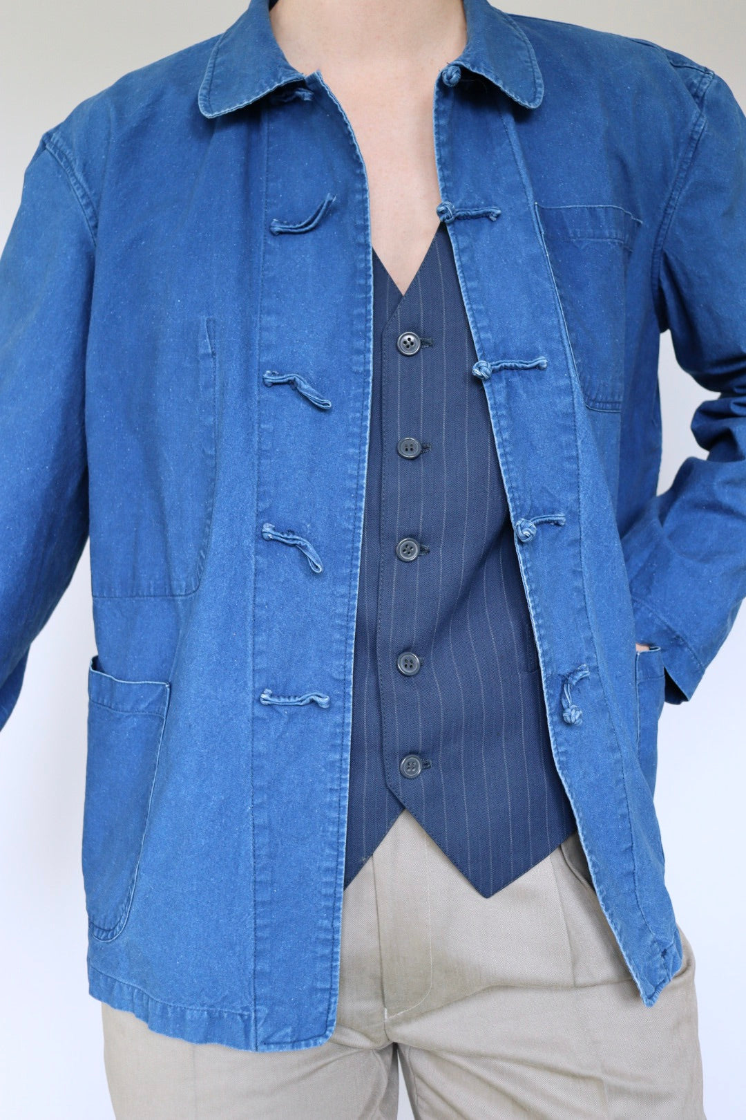 The Blue Pinstripe - vintage vest / gilet - S up to M/L
