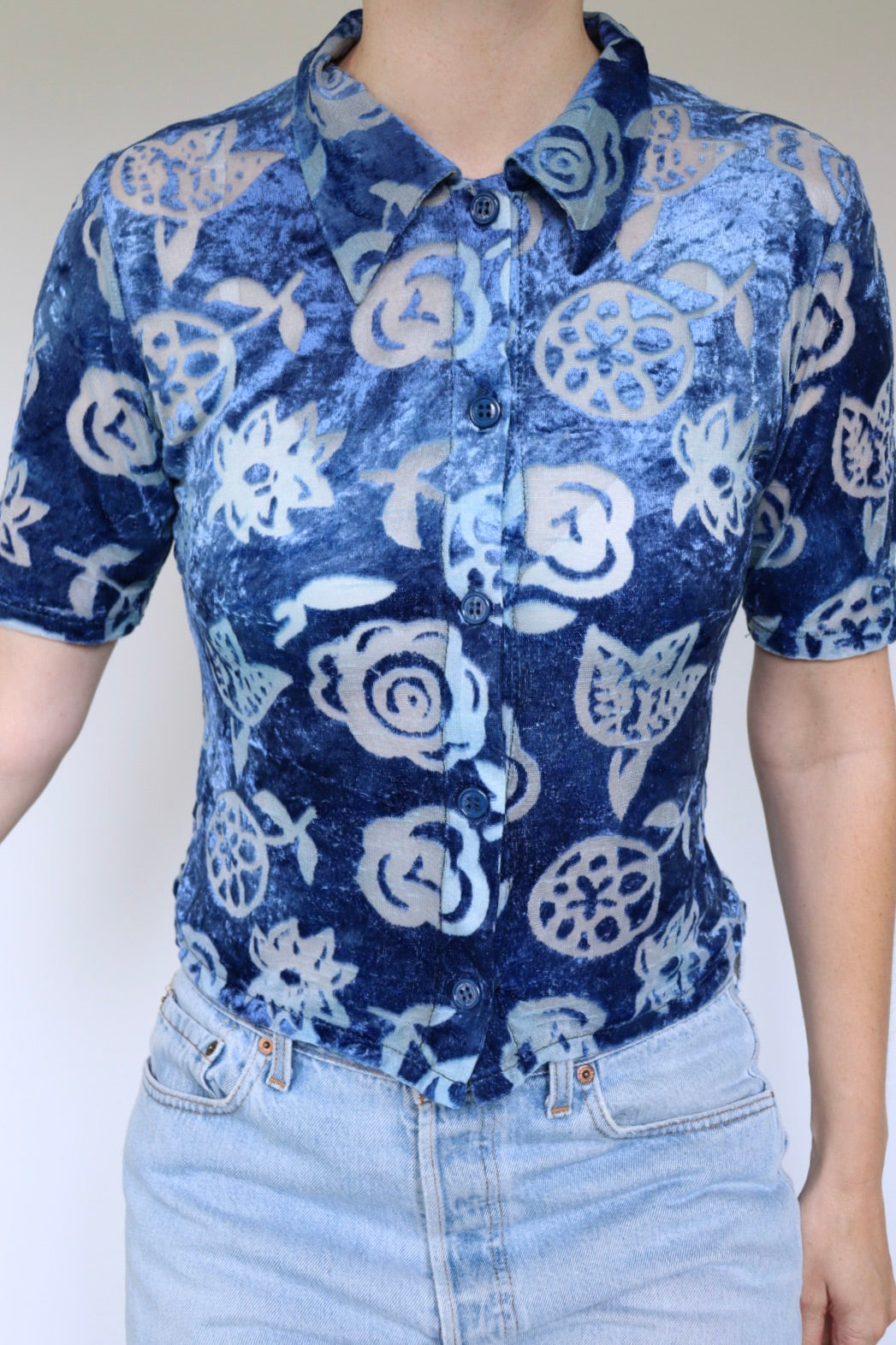 The Velvet 90's - vintage velvet top / blouse - S up to M