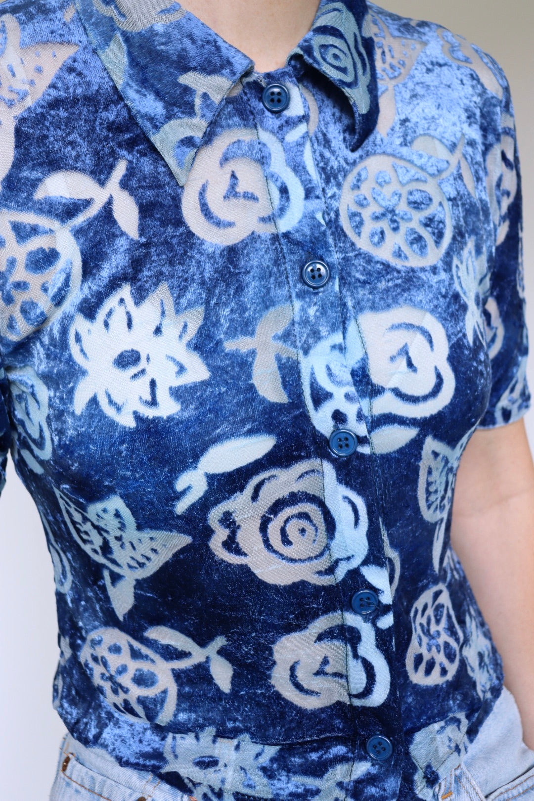 The Velvet 90's - vintage velvet top / blouse - S up to M