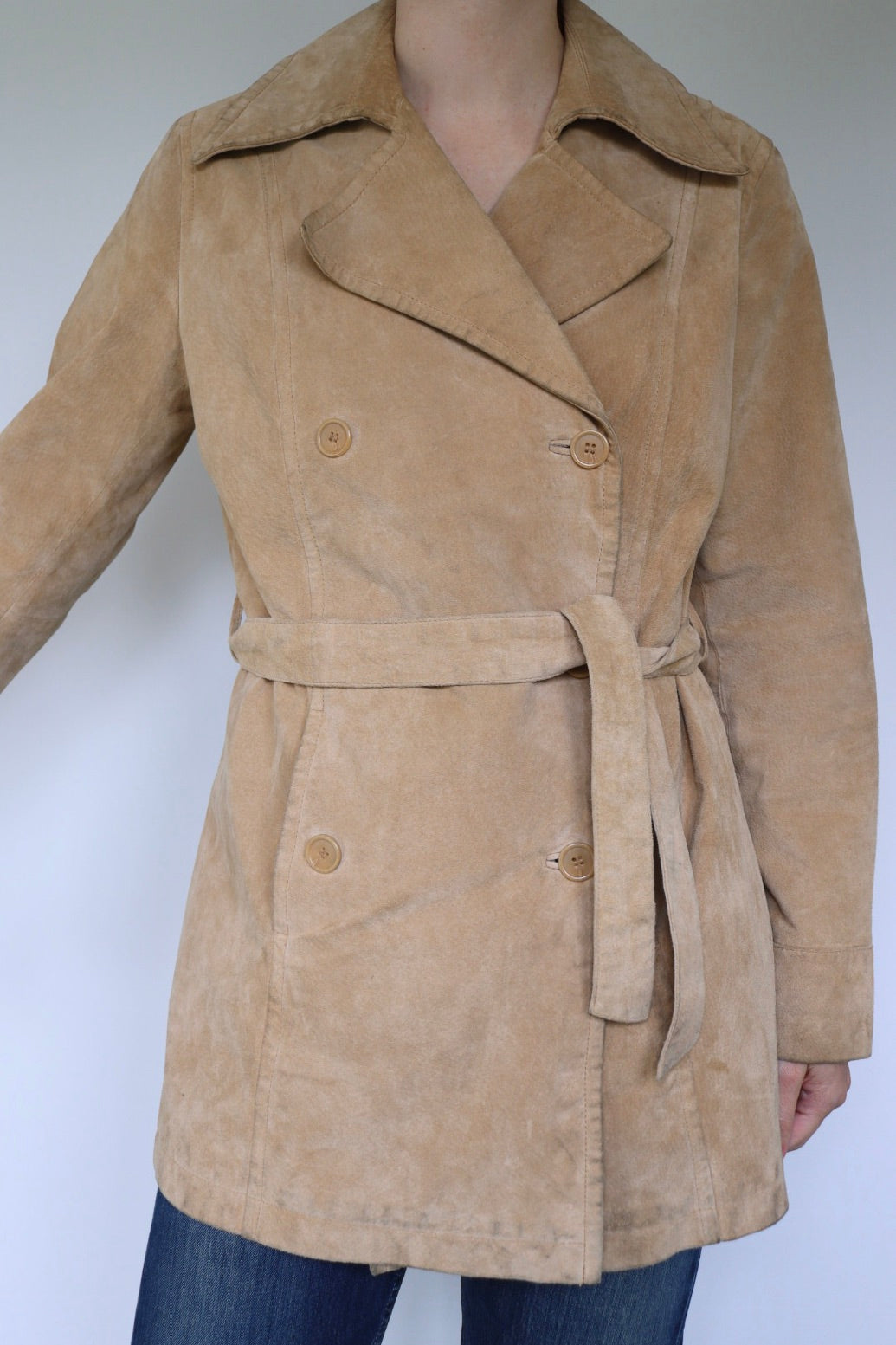 The Suede Trench - vintage suede trenchcoat - S up to M/L