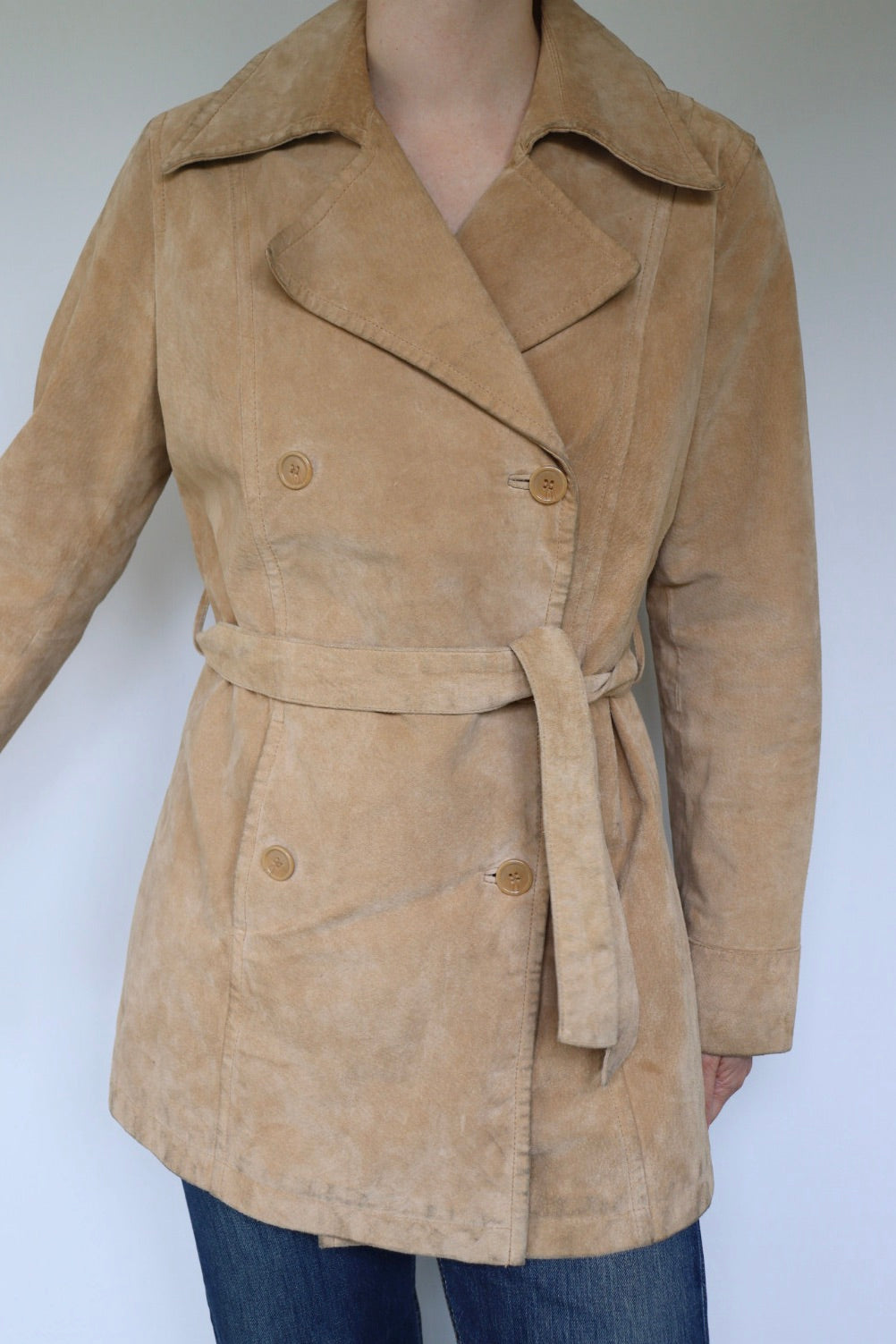 The Suede Trench - vintage suede trenchcoat - S up to M/L