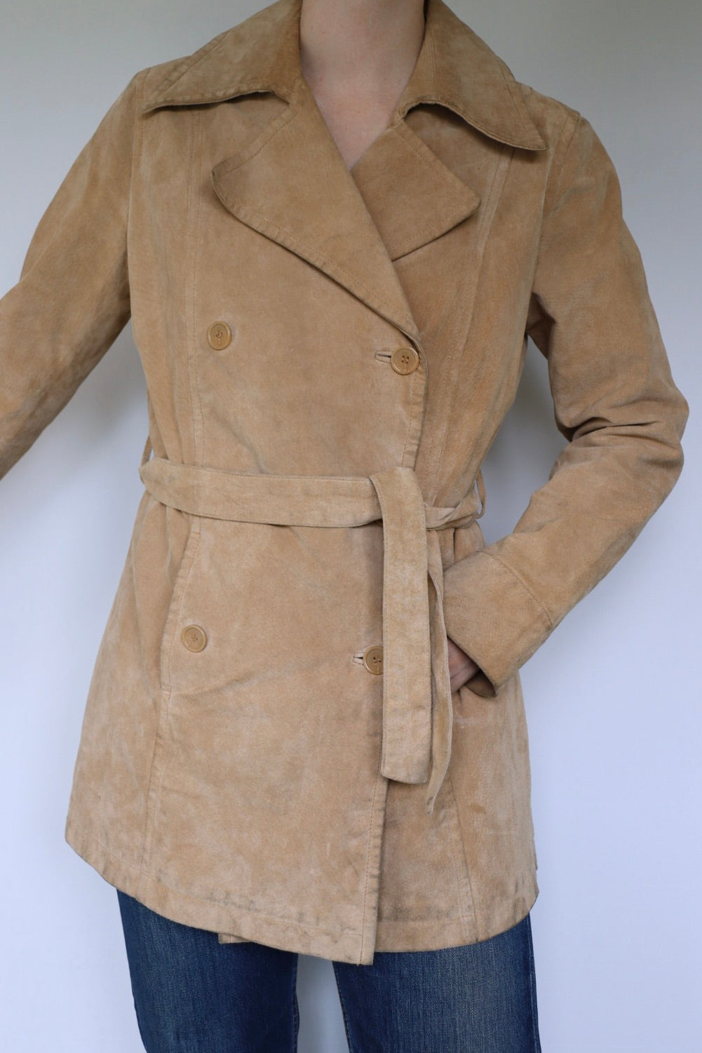 The Suede Trench - vintage suede trenchcoat - S up to M/L