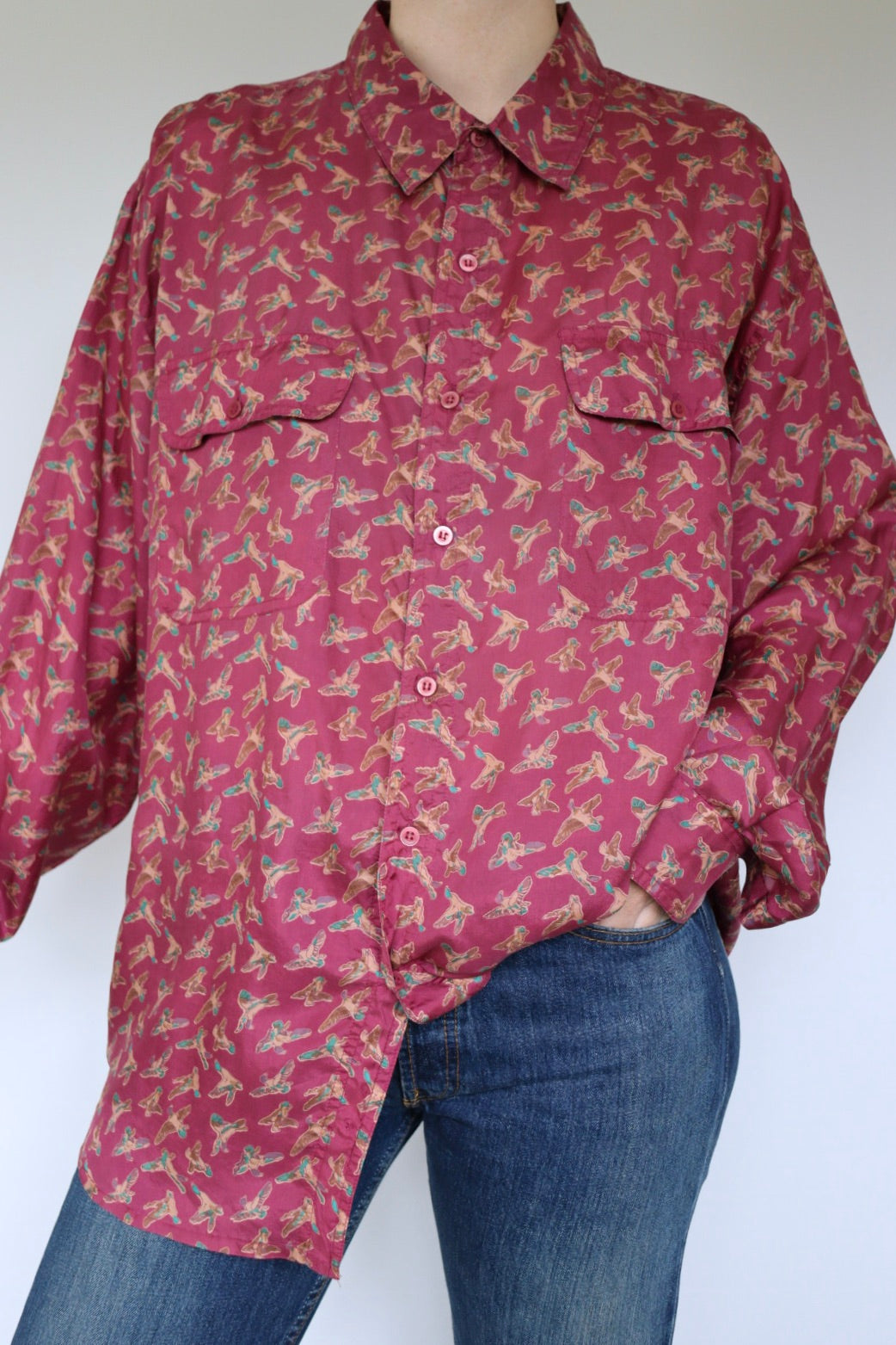 The Silk Ducks - vintage silk blouse - S up to XL