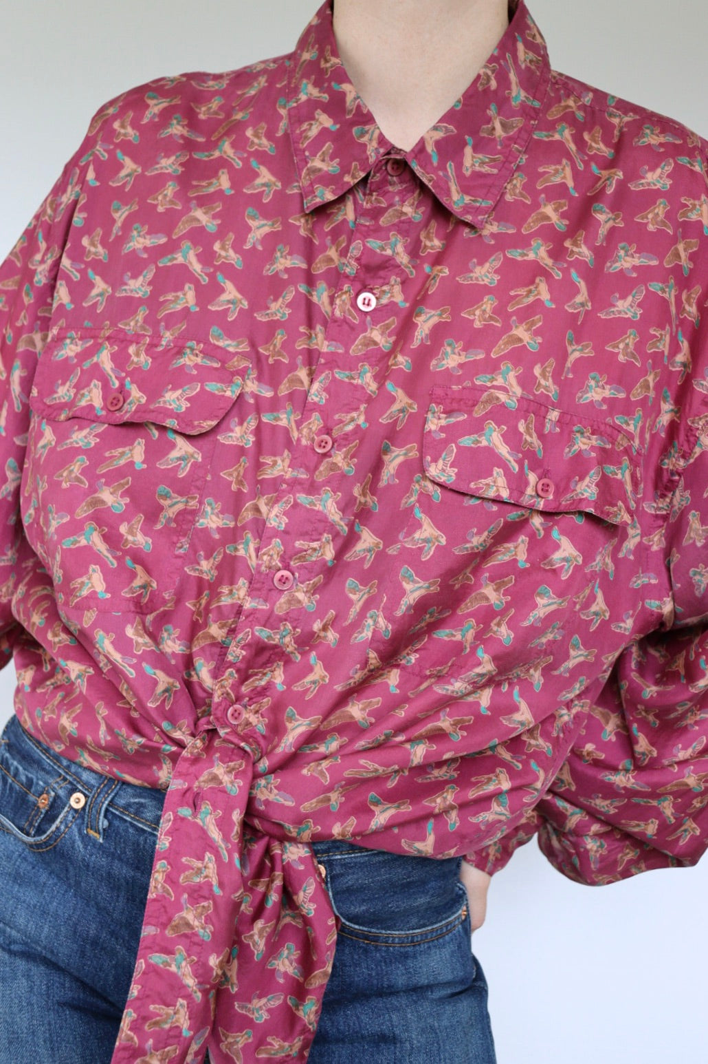 The Silk Ducks - vintage silk blouse - S up to XL