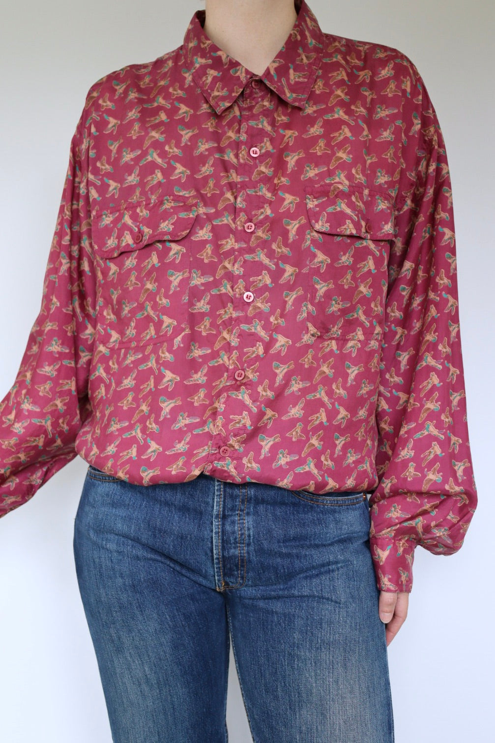 The Silk Ducks - vintage silk blouse - S up to XL