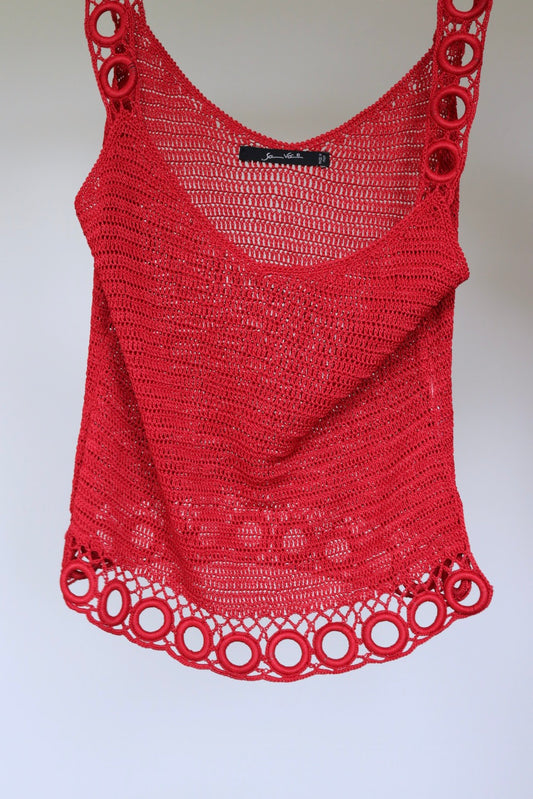 The Red Summer - vintage crochet top - S up to M/L