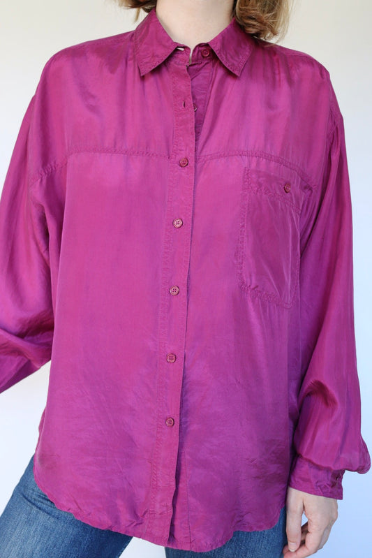 The Purple Silk - vintage silk blouse - S up to L
