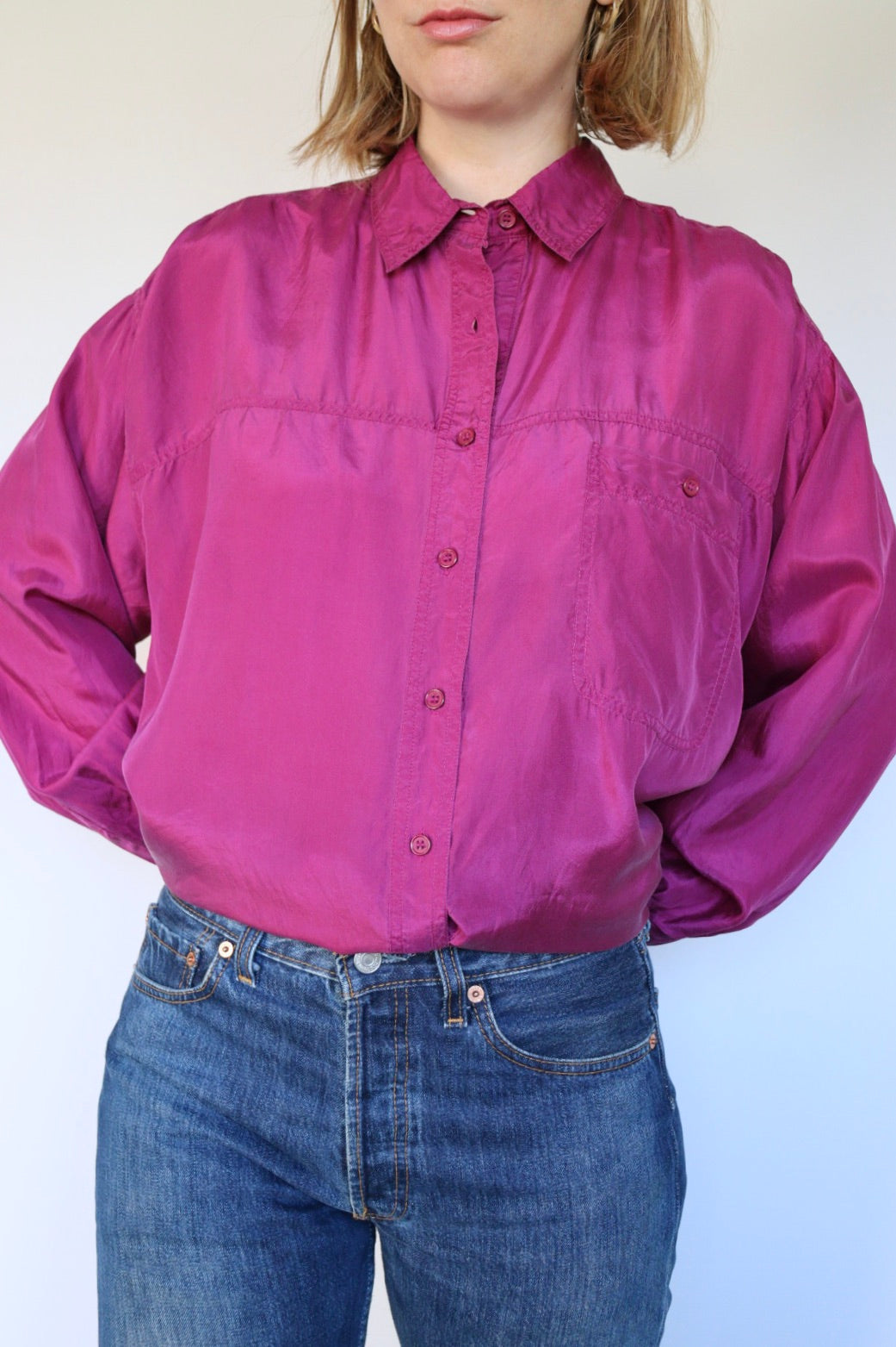 The Purple Silk - vintage silk blouse - S up to L