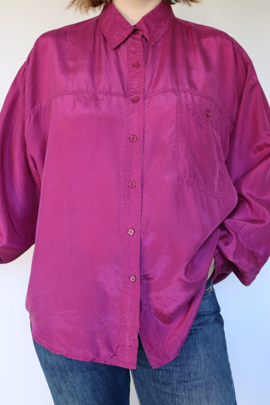 The Purple Silk - vintage silk blouse - S up to L