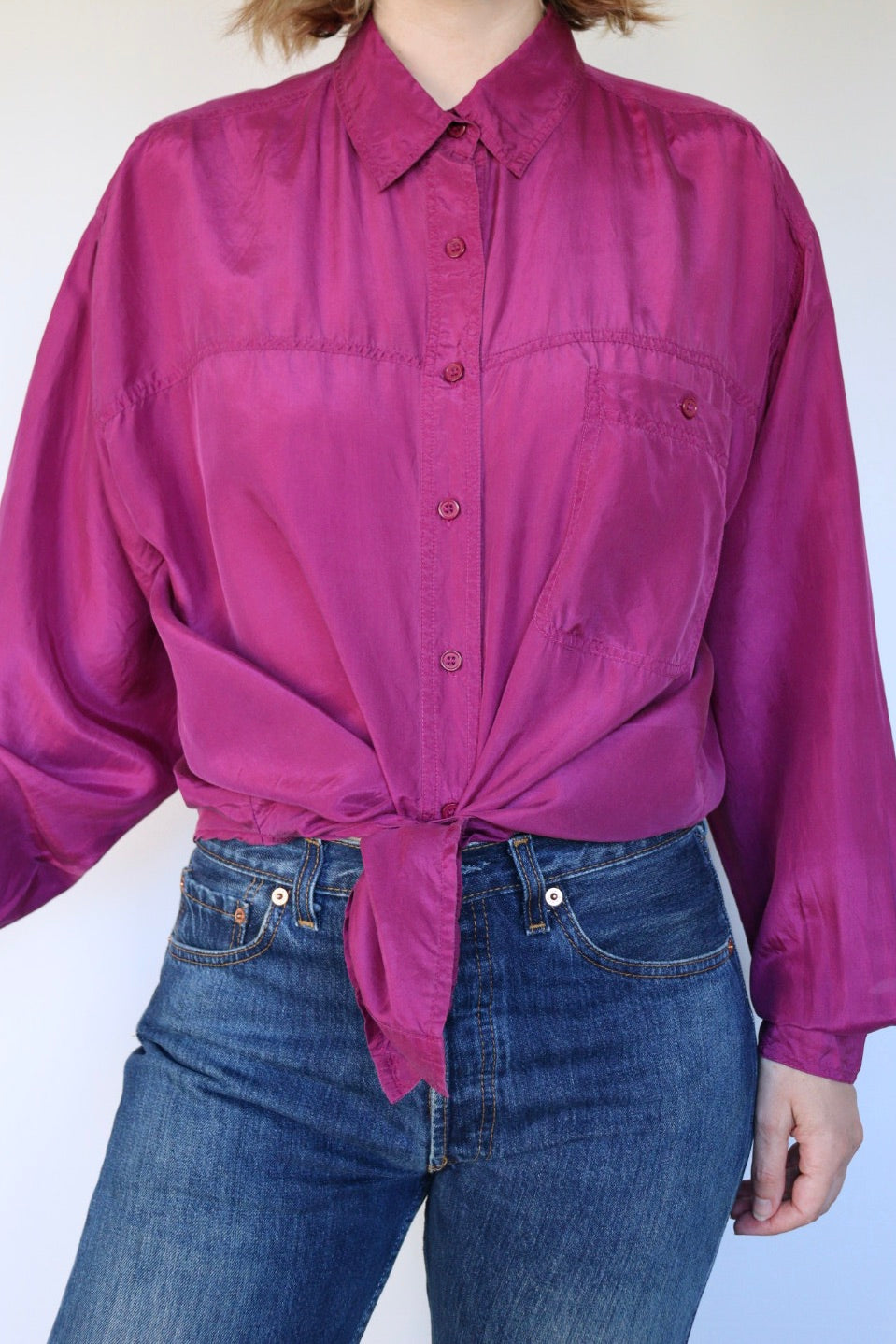 The Purple Silk - vintage silk blouse - S up to L