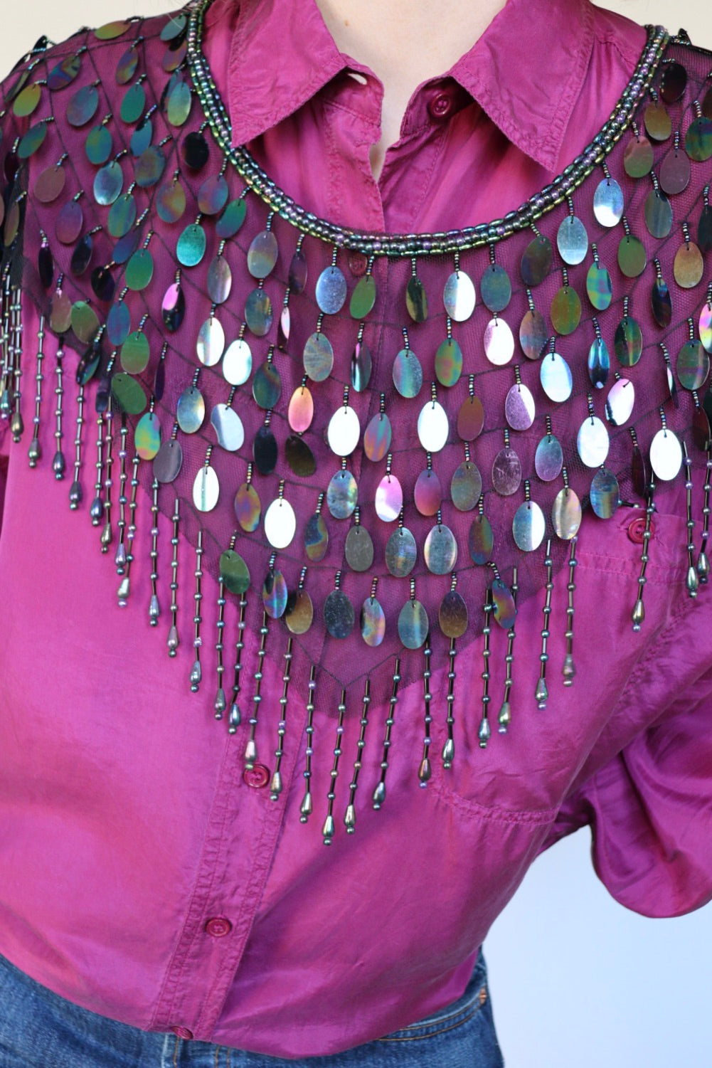 The Purple Silk - vintage silk blouse - S up to L