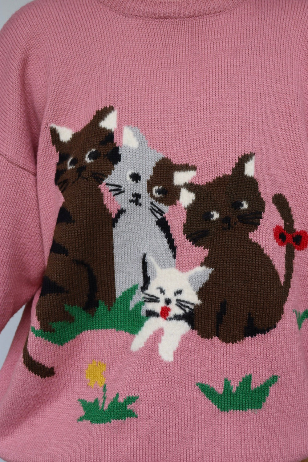 The Pink Cats - vintage knitted sweater - S up to L