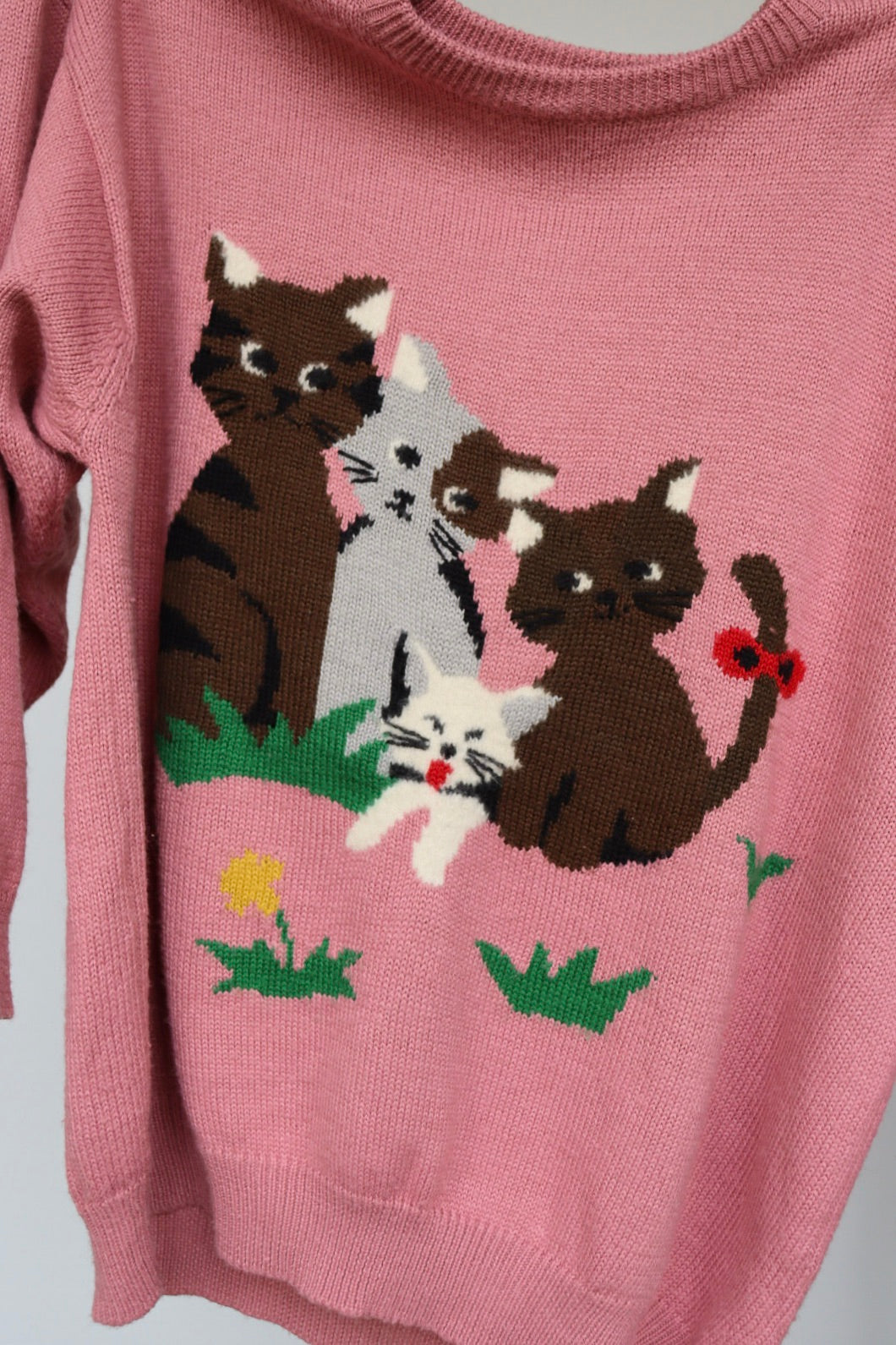 The Pink Cats - vintage knitted sweater - S up to L